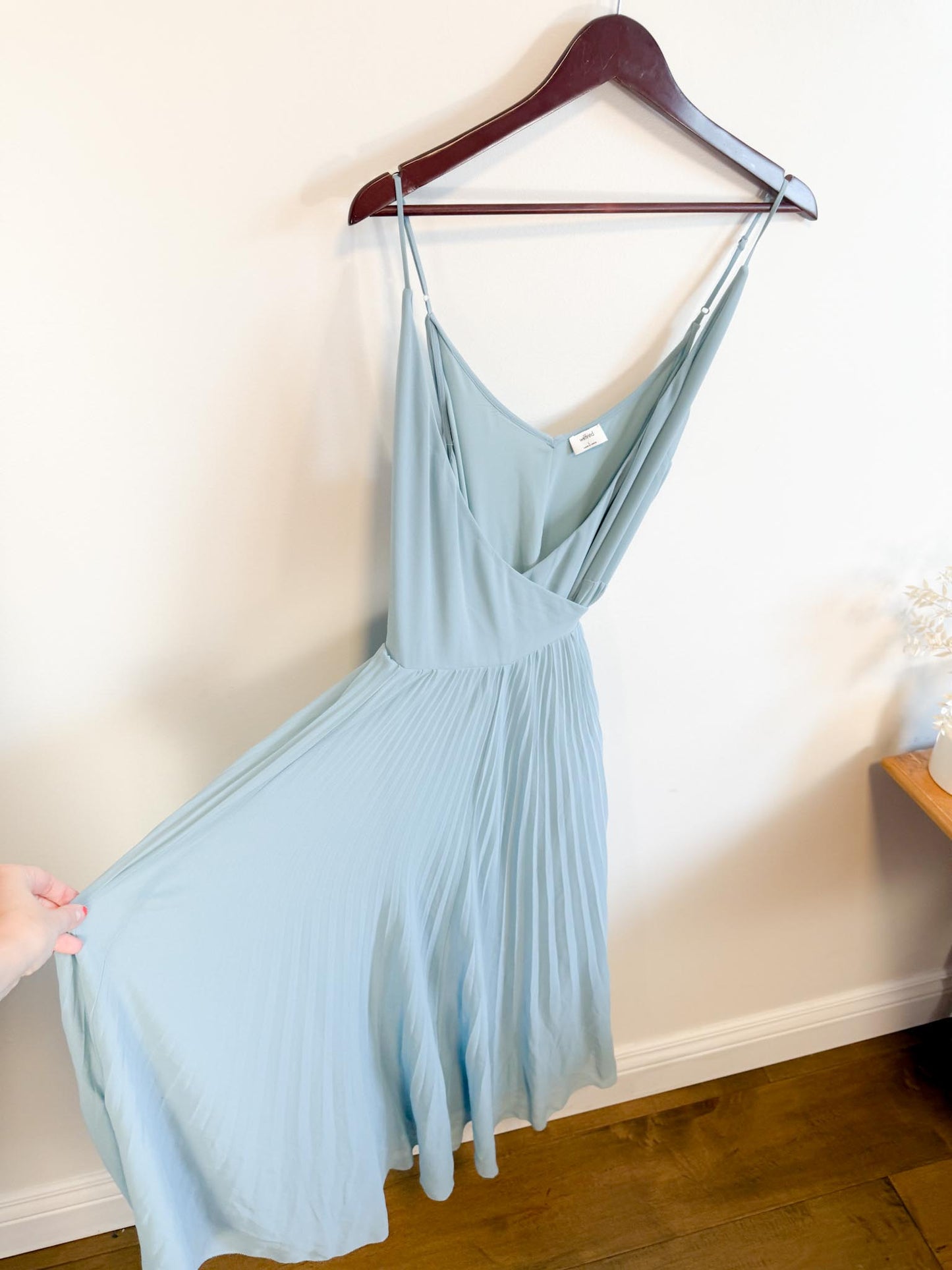 Wilfred "Beaune Midi Pleated Wrap Dress in Pale Blue" (Size L)