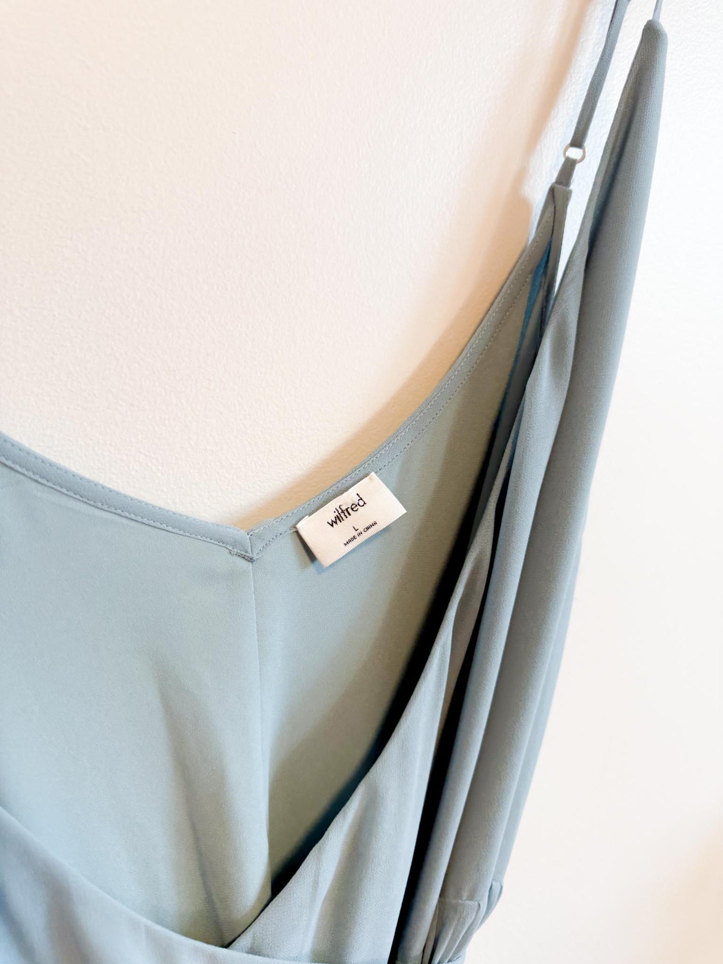 Wilfred "Beaune Midi Pleated Wrap Dress in Pale Blue" (Size L)