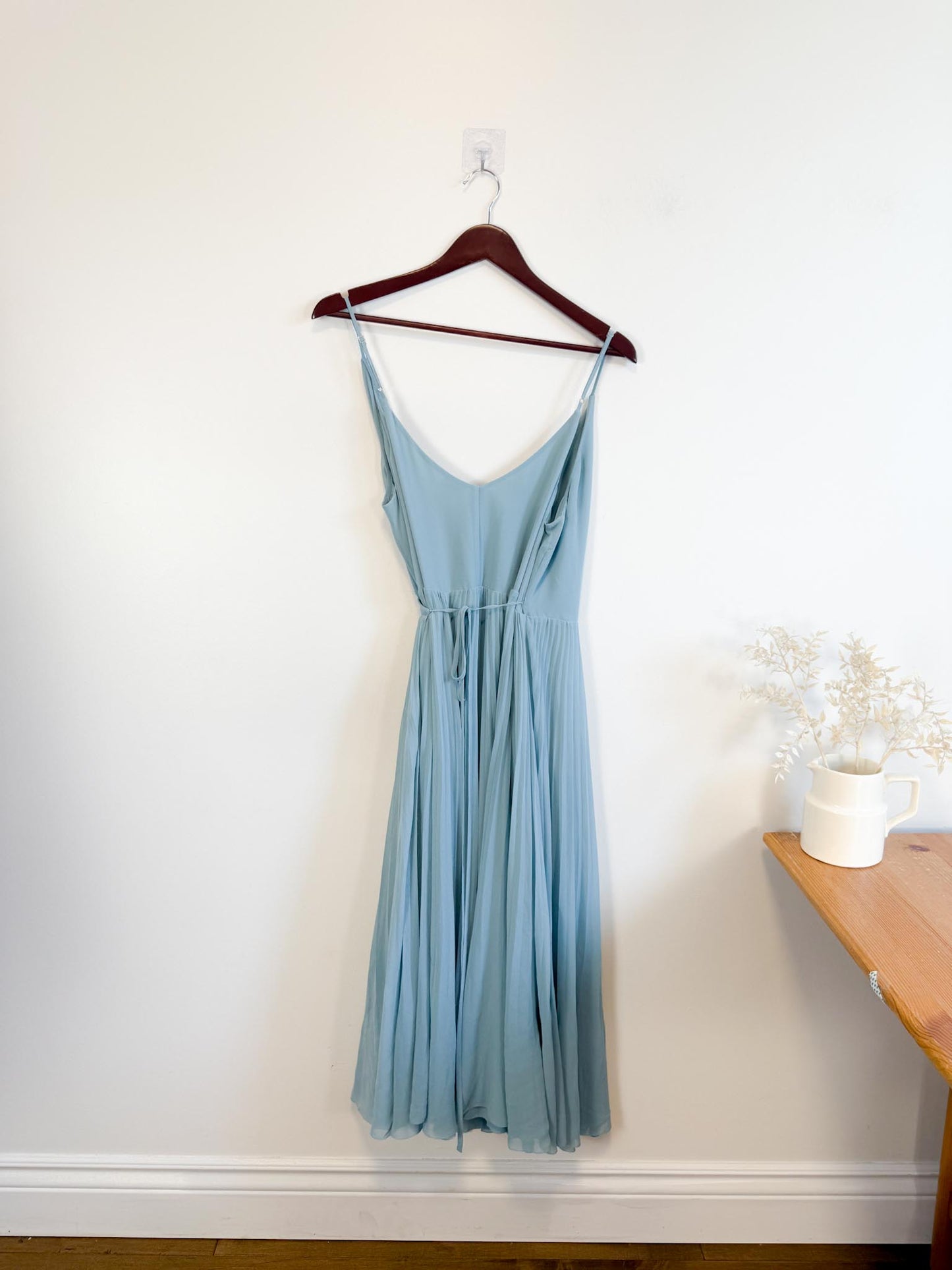 Wilfred "Beaune Midi Pleated Wrap Dress in Pale Blue" (Size L)