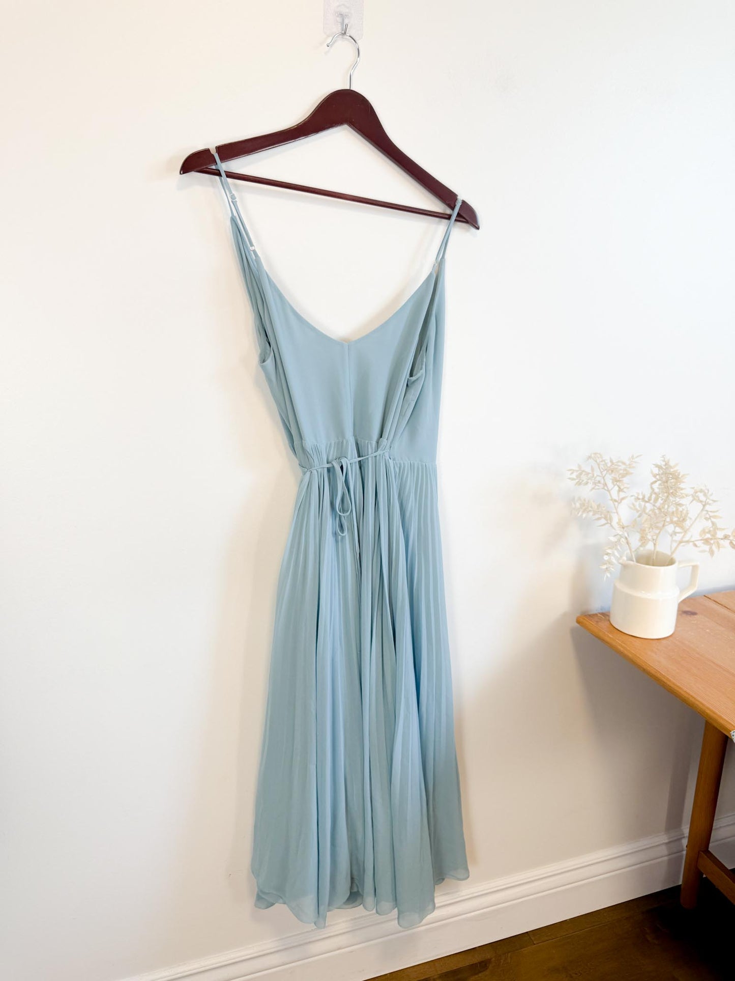 Wilfred "Beaune Midi Pleated Wrap Dress in Pale Blue" (Size L)