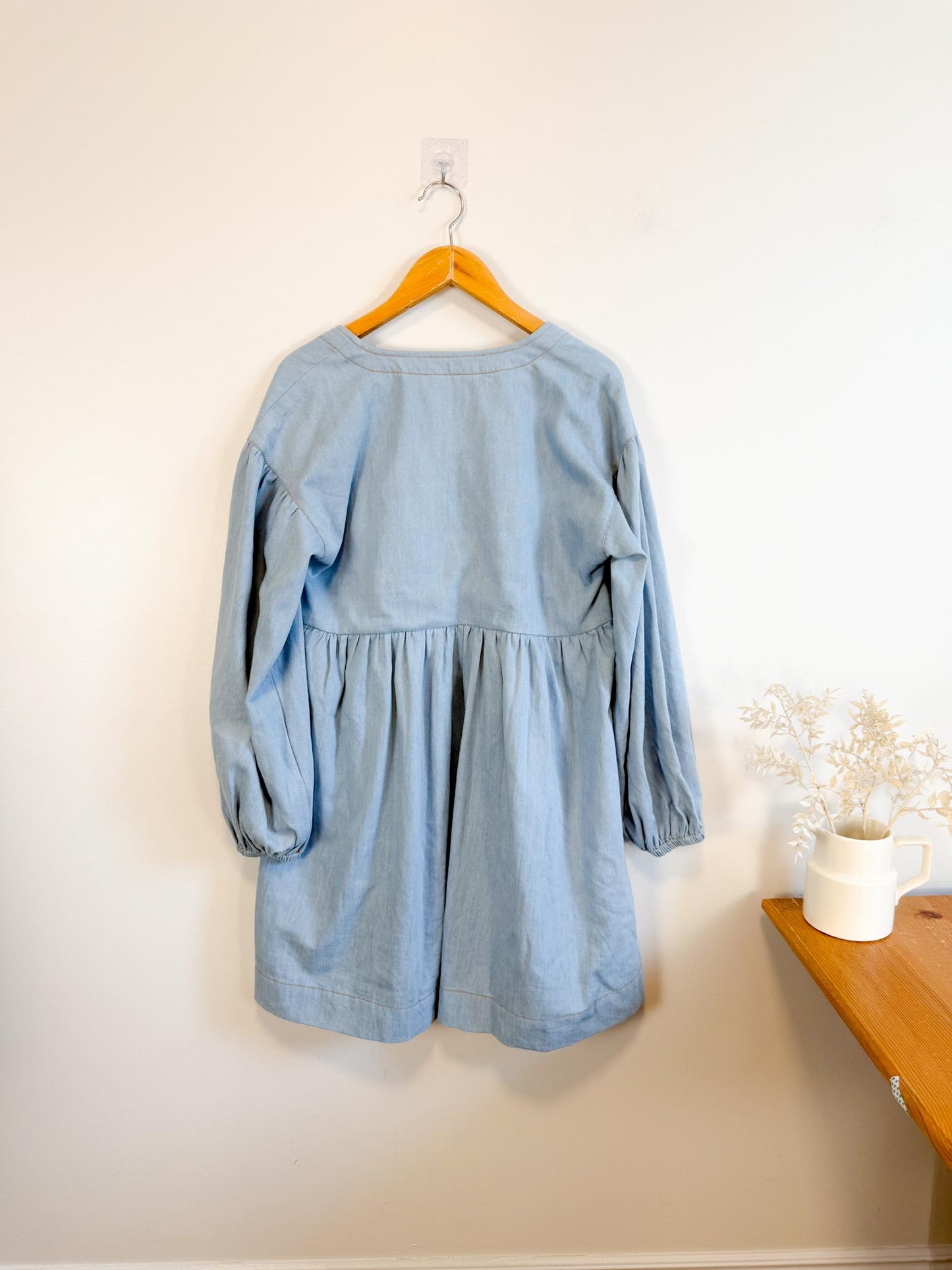 Anthropologie "Square-Neck Denim Mini Babydoll Dress" (Size M/L)