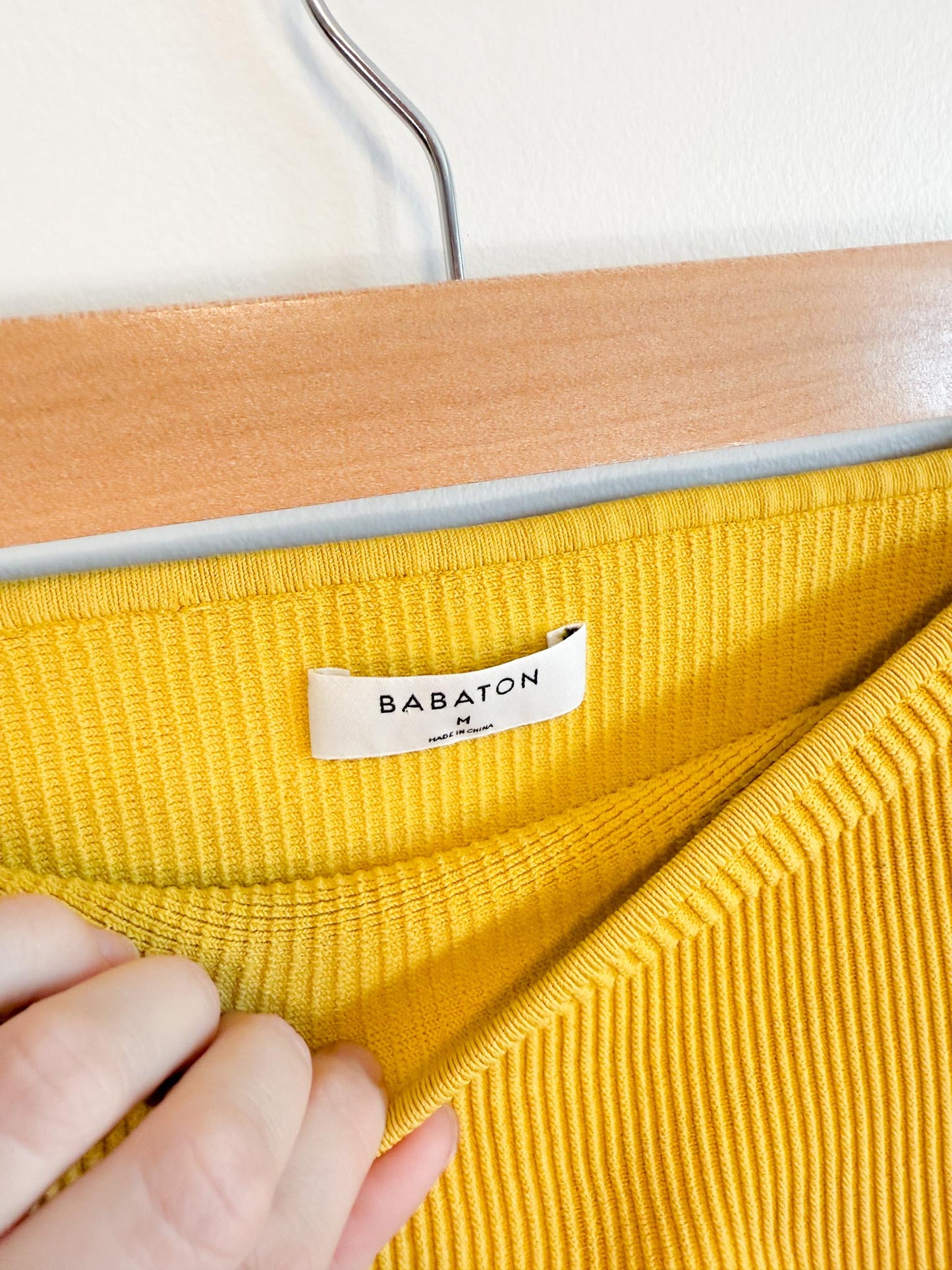 Babaton "Sculpt Knit Cropped Tube Top in Yellow" (Size M)
