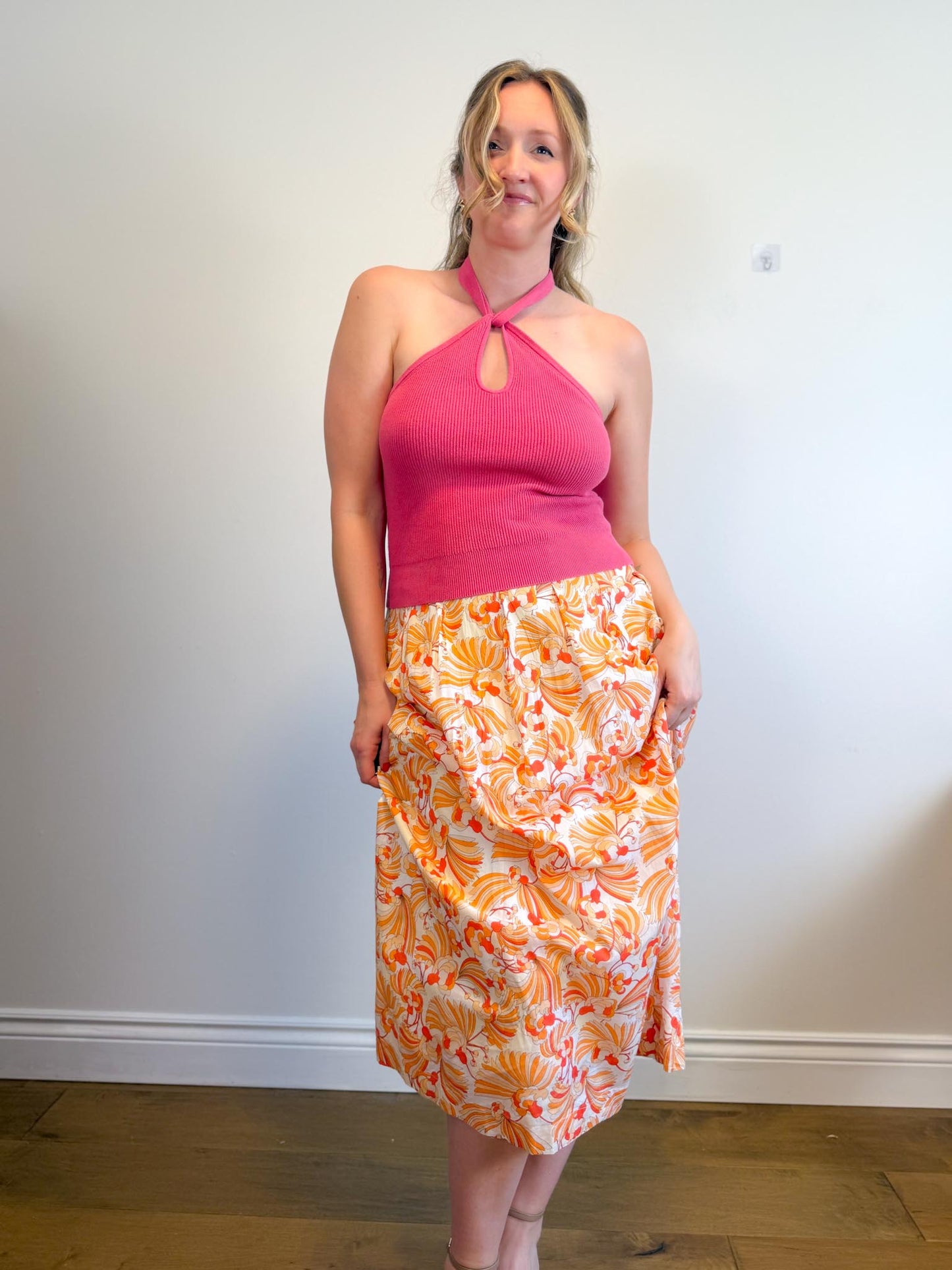 Banana Republic Knit Halter Tank in Pink (Size S/M)