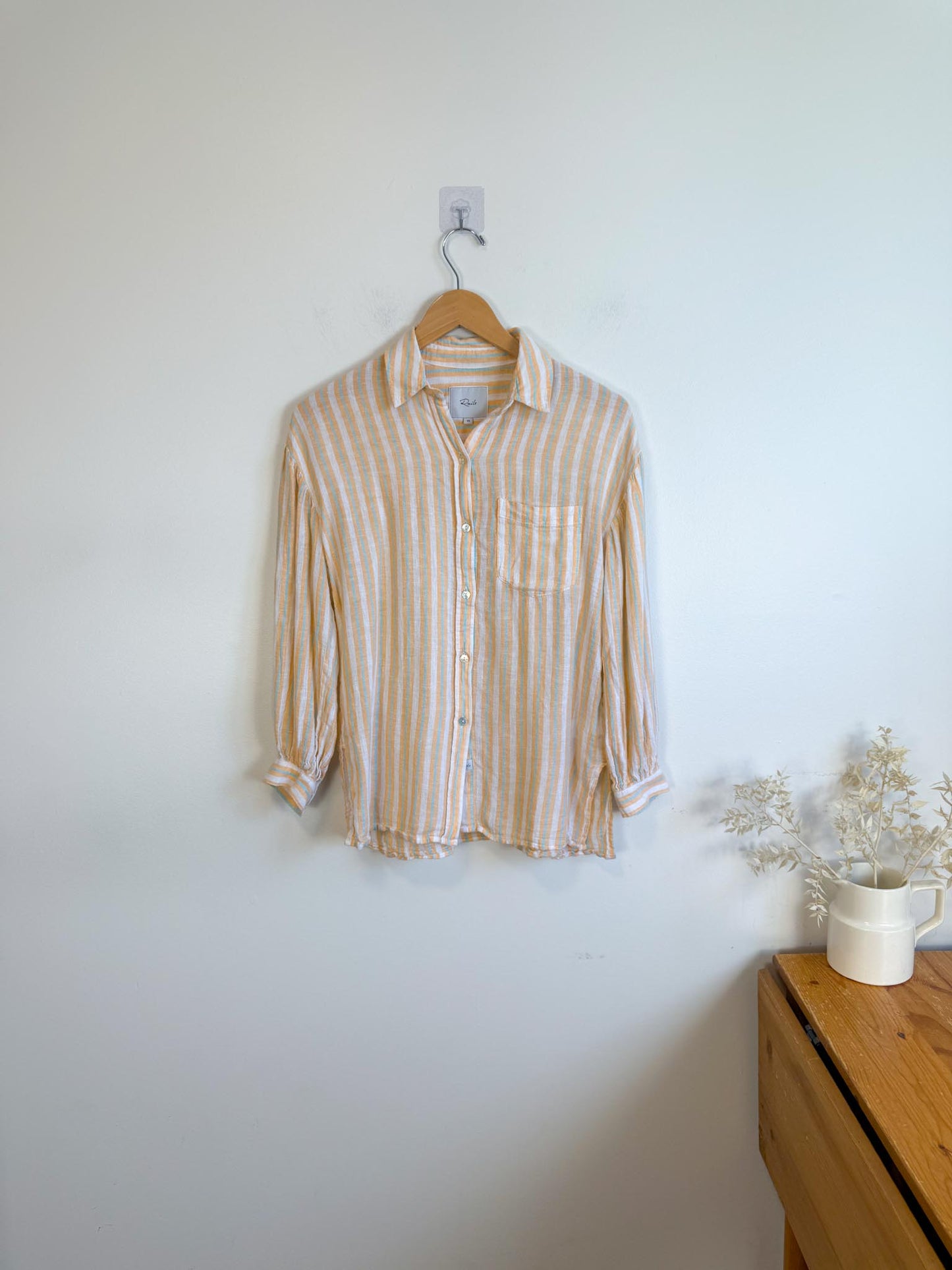 Rails "Clio Button Up Shirt in Clementine Stripe" (Size XS/S)