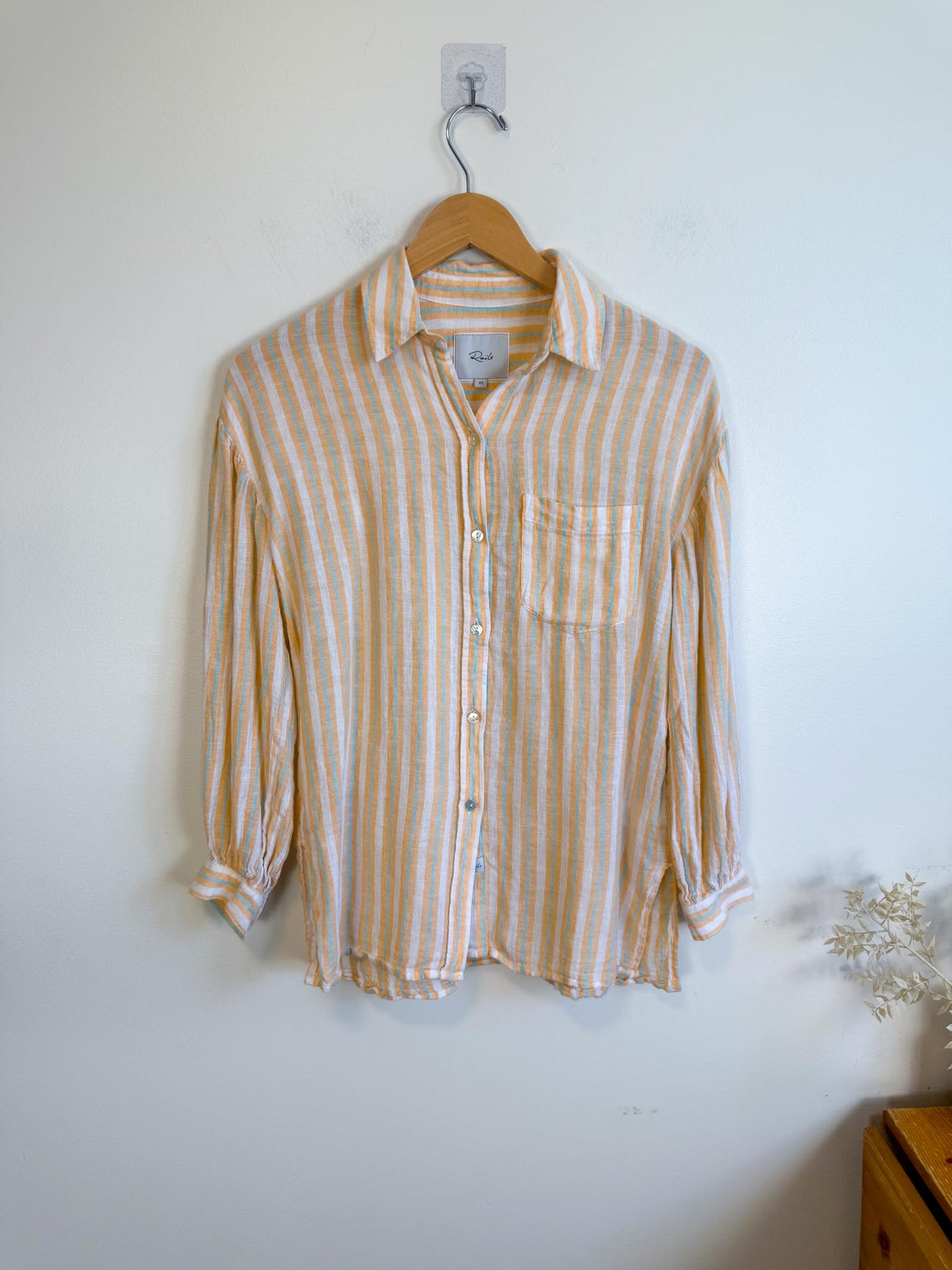 Rails "Clio Button Up Shirt in Clementine Stripe" (Size XS/S)