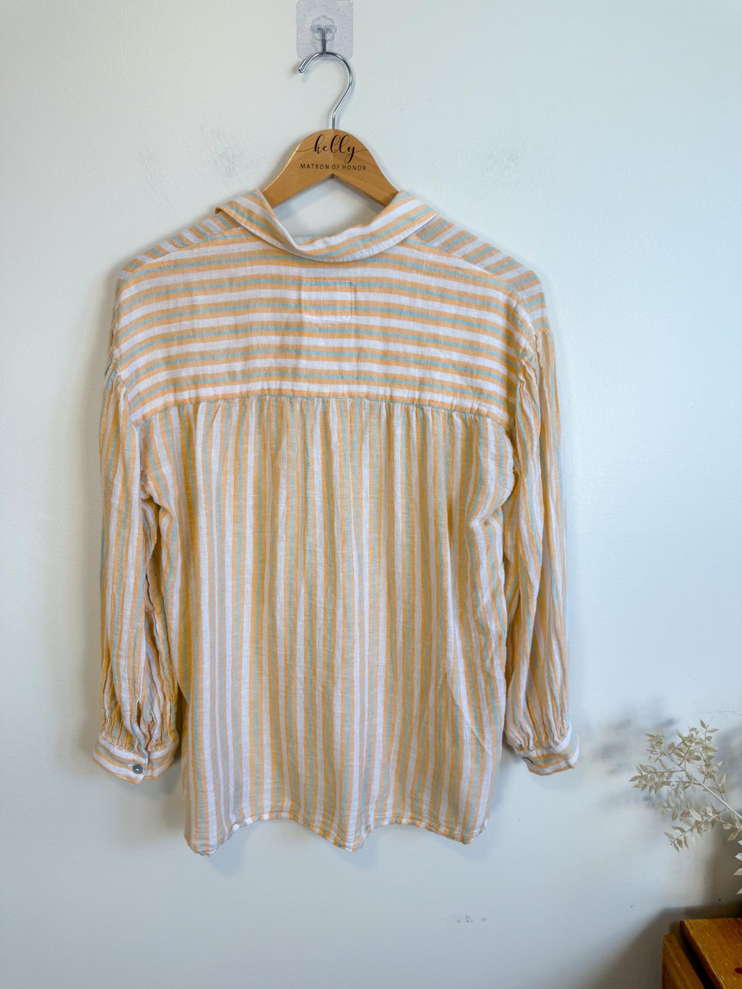 Rails "Clio Button Up Shirt in Clementine Stripe" (Size XS/S)