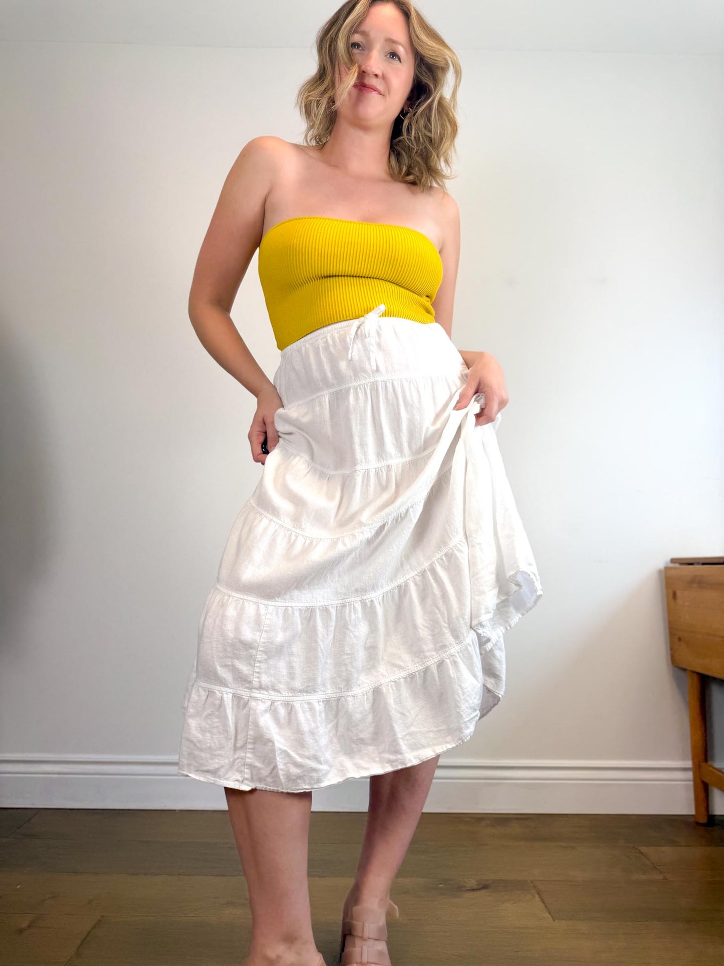 Babaton "Sculpt Knit Cropped Tube Top in Yellow" (Size M)