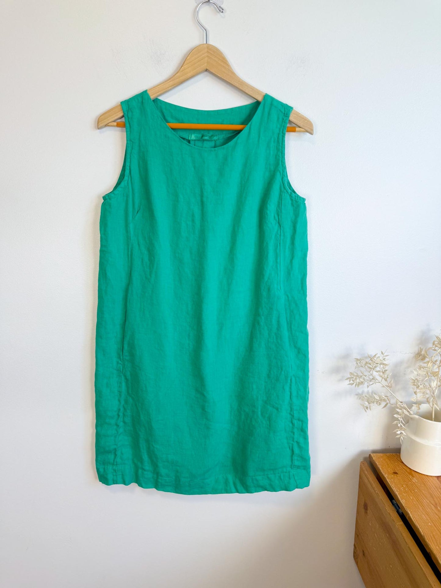 Cut Loose Linen Shift Dress in Green (Size S/M)