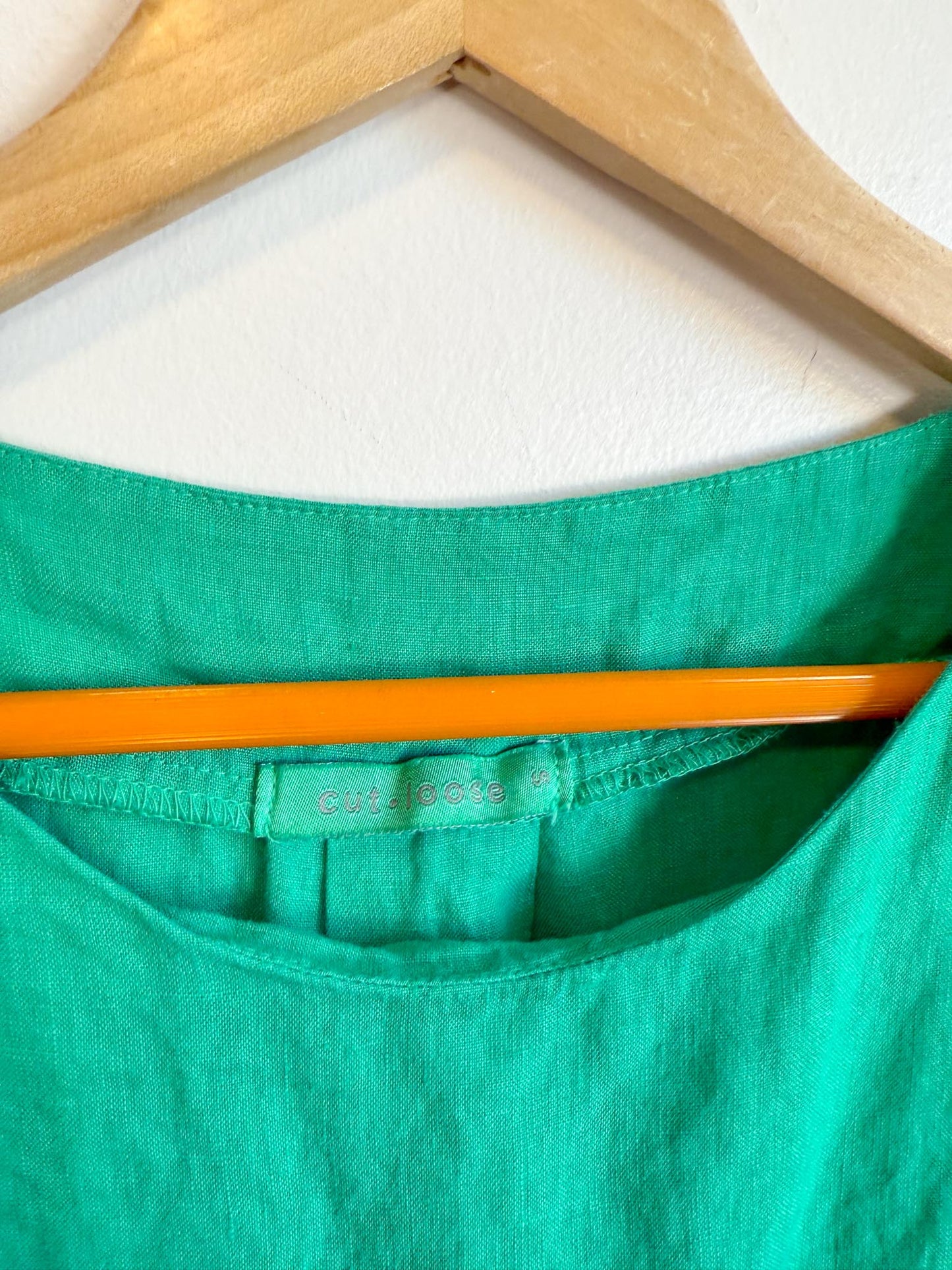Cut Loose Linen Shift Dress in Green (Size S/M)
