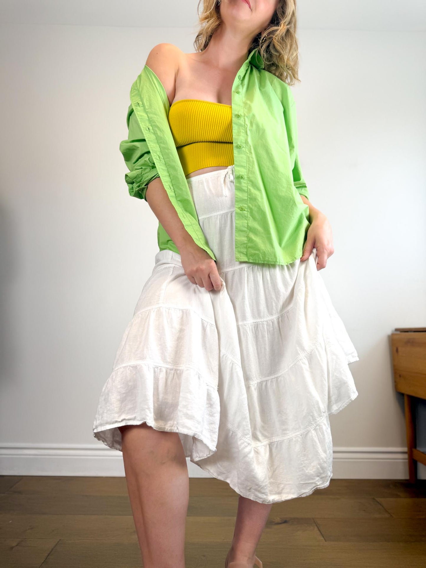 Babaton "Sculpt Knit Cropped Tube Top in Yellow" (Size M)