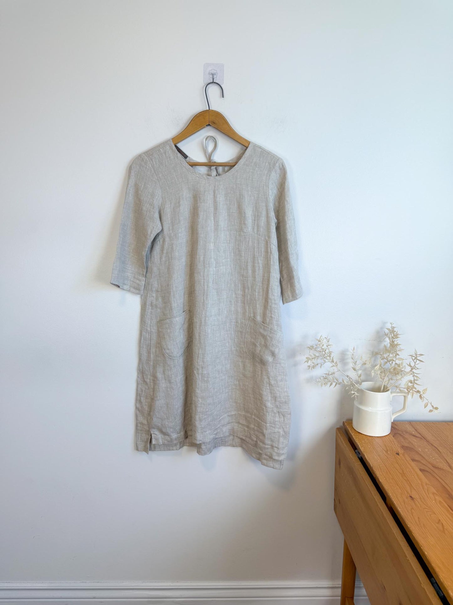 Modaspia Slow Fashion Linen dress in Oatmeal (Size XS/S)