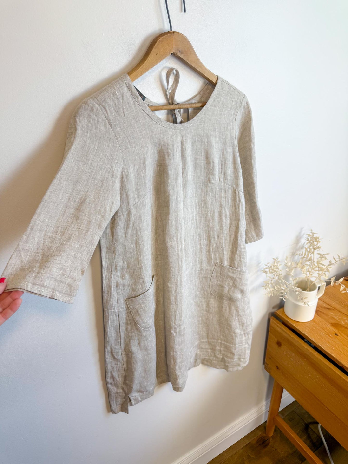Modaspia Slow Fashion Linen dress in Oatmeal (Size XS/S)