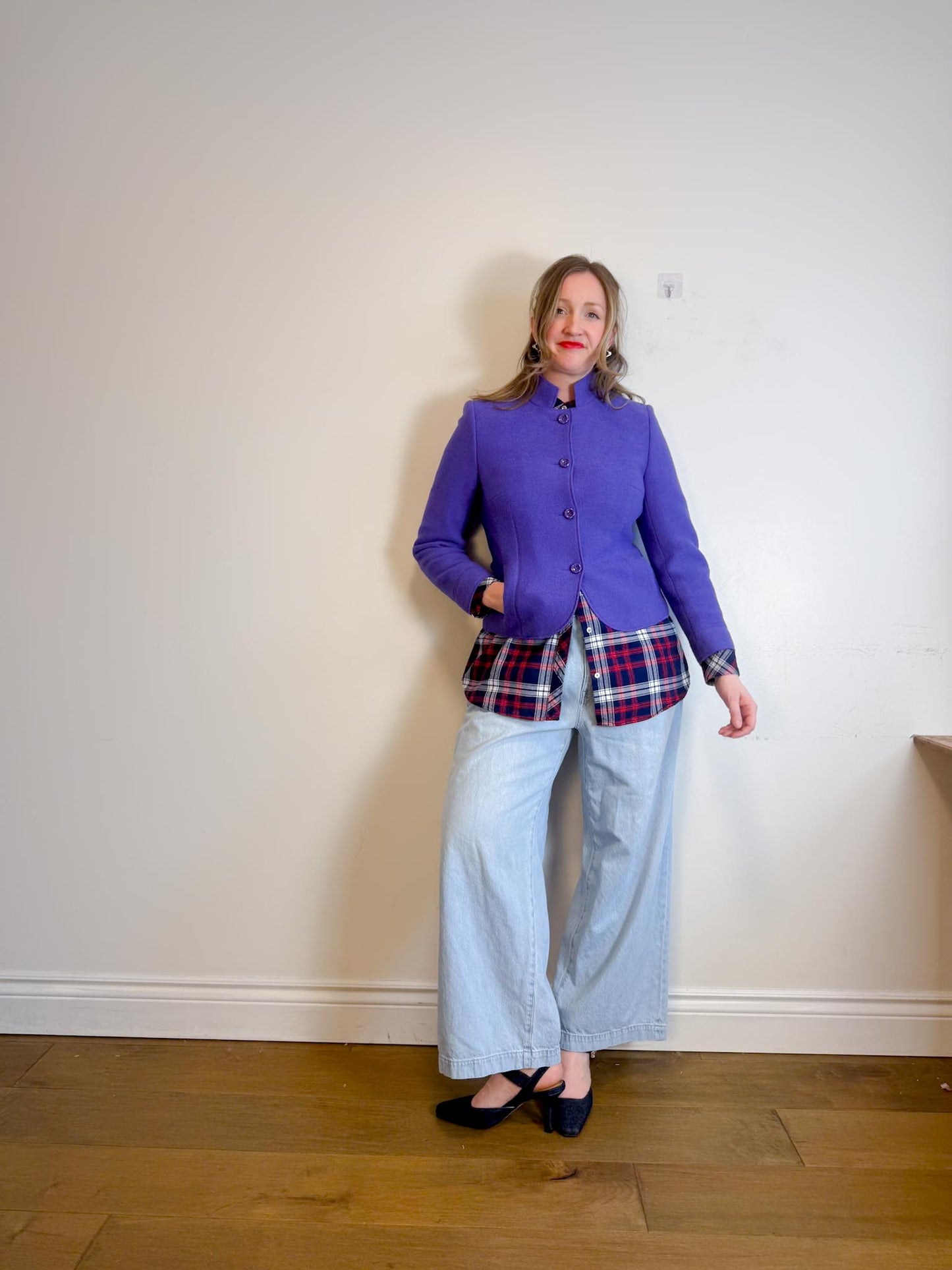 Vintage BASLER Wool Blazer in Purple (Size S/M)