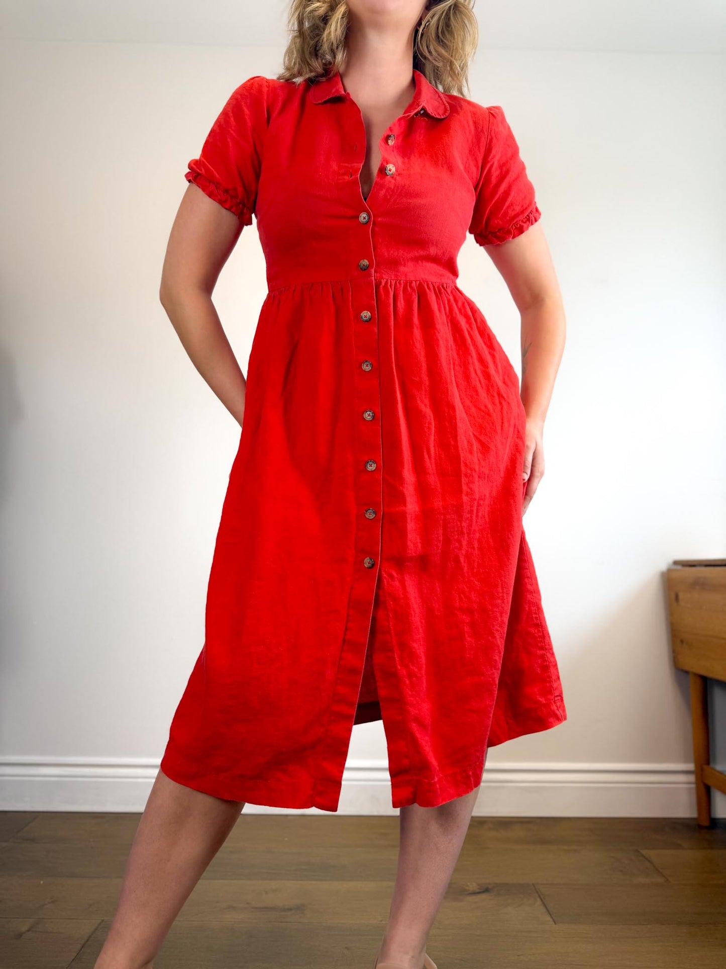 Wilfred "Naeva Linen Dress in Red" (Size S/M)