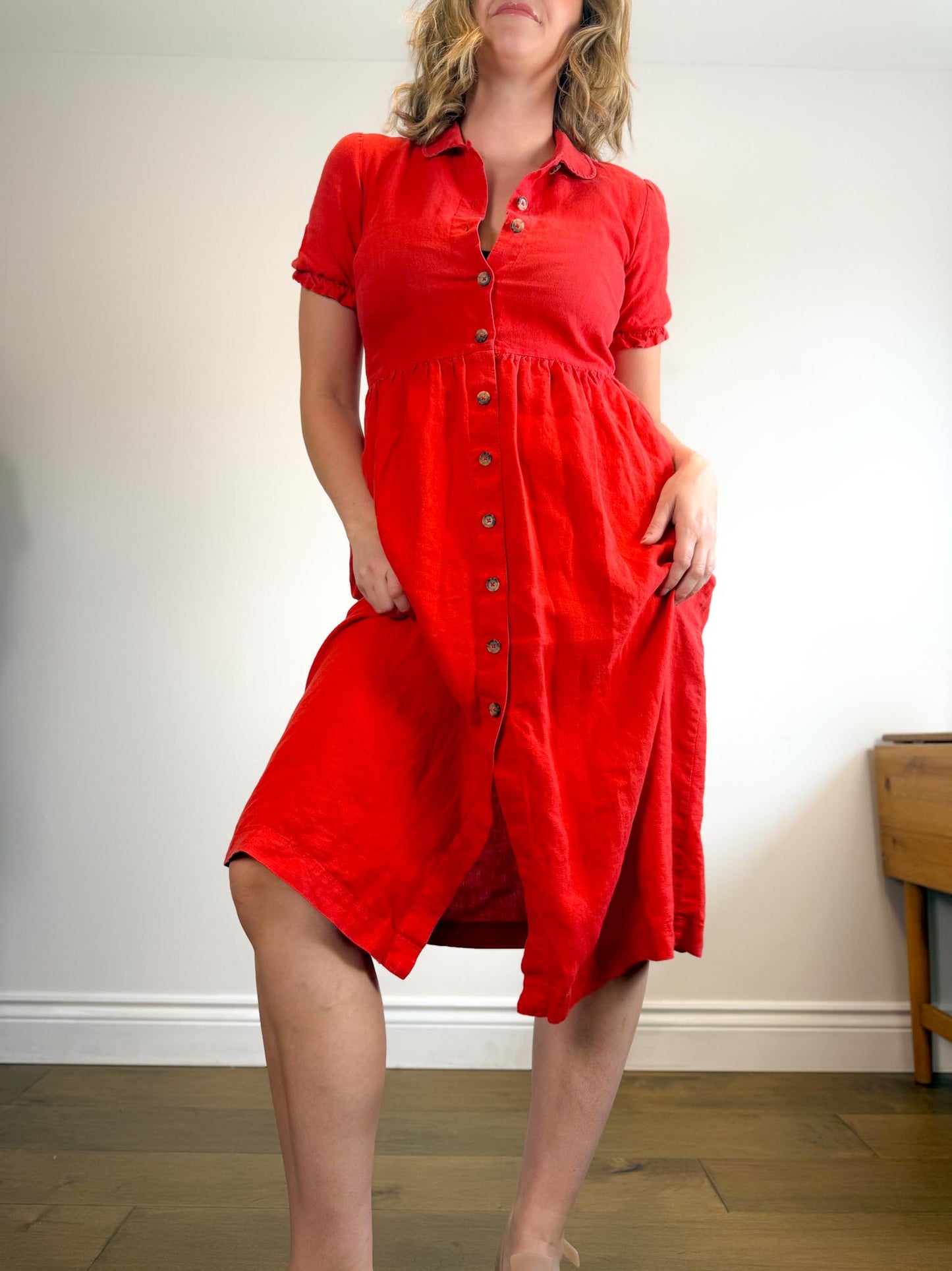 Wilfred "Naeva Linen Dress in Red" (Size S/M)
