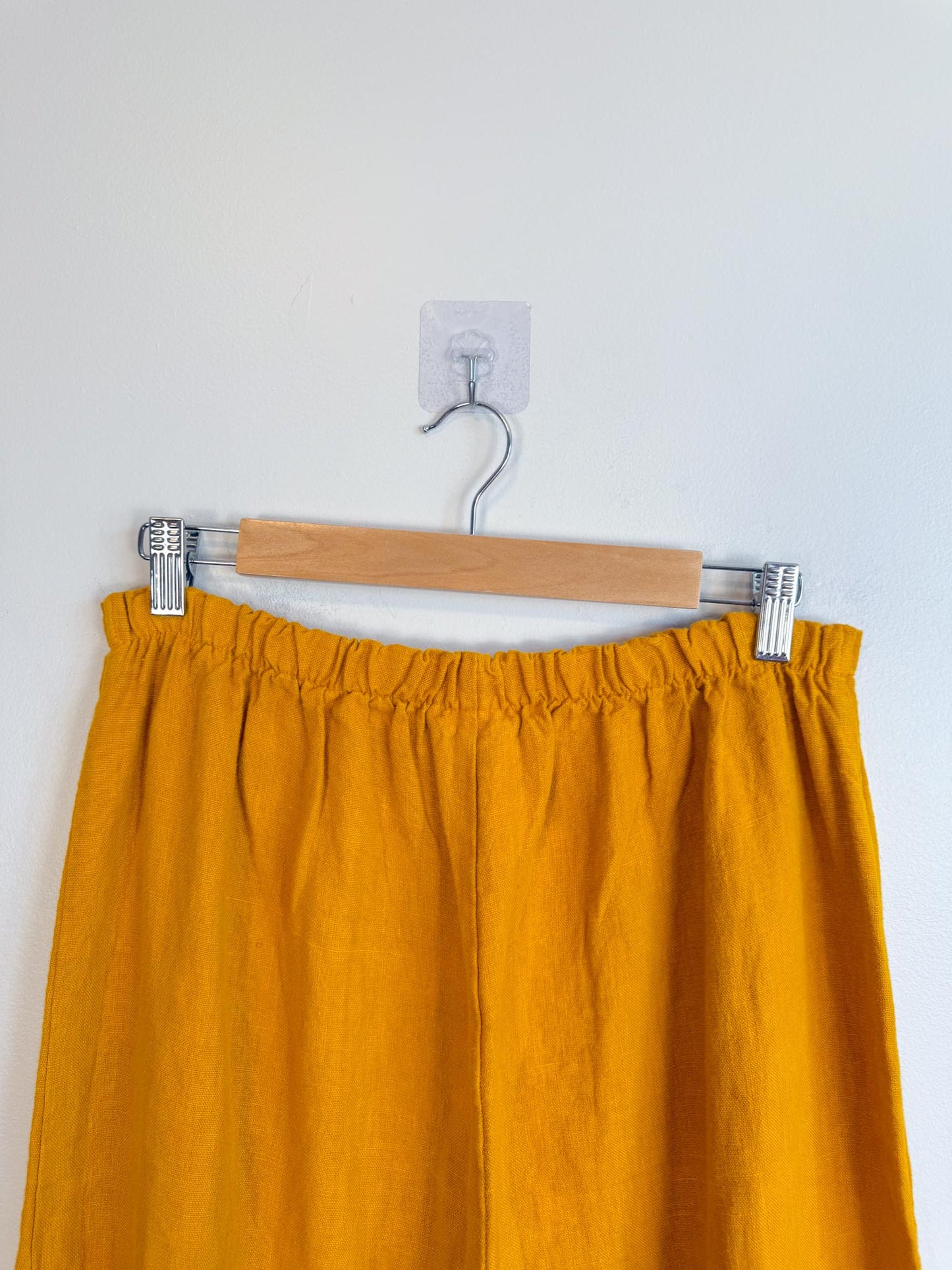 Bryn Walker Wide Leg Pull On Linen Pants in Mustard (Size M/L)