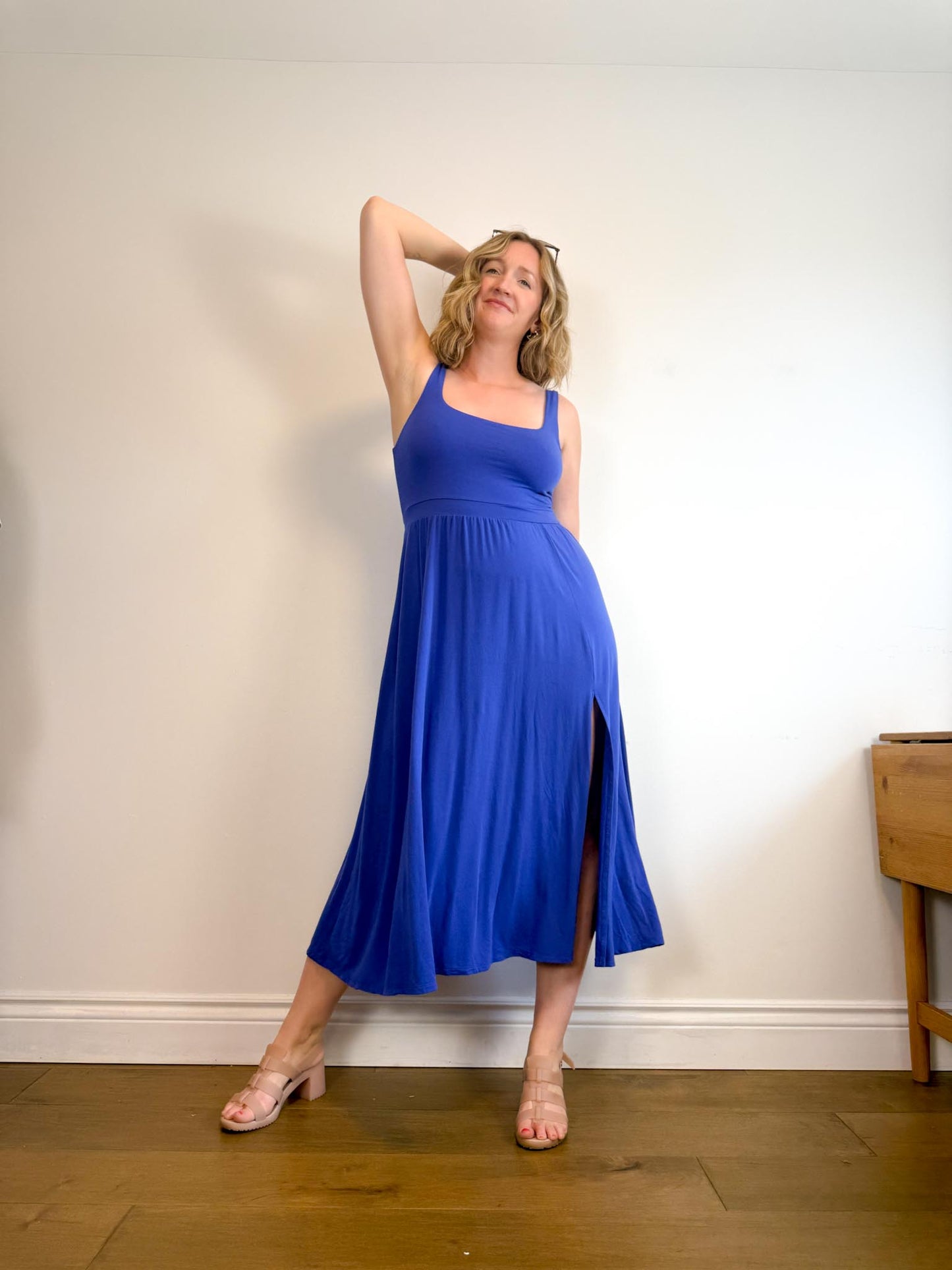 Wilfred "Market Midi Dress in Azure Blue" (Size L)