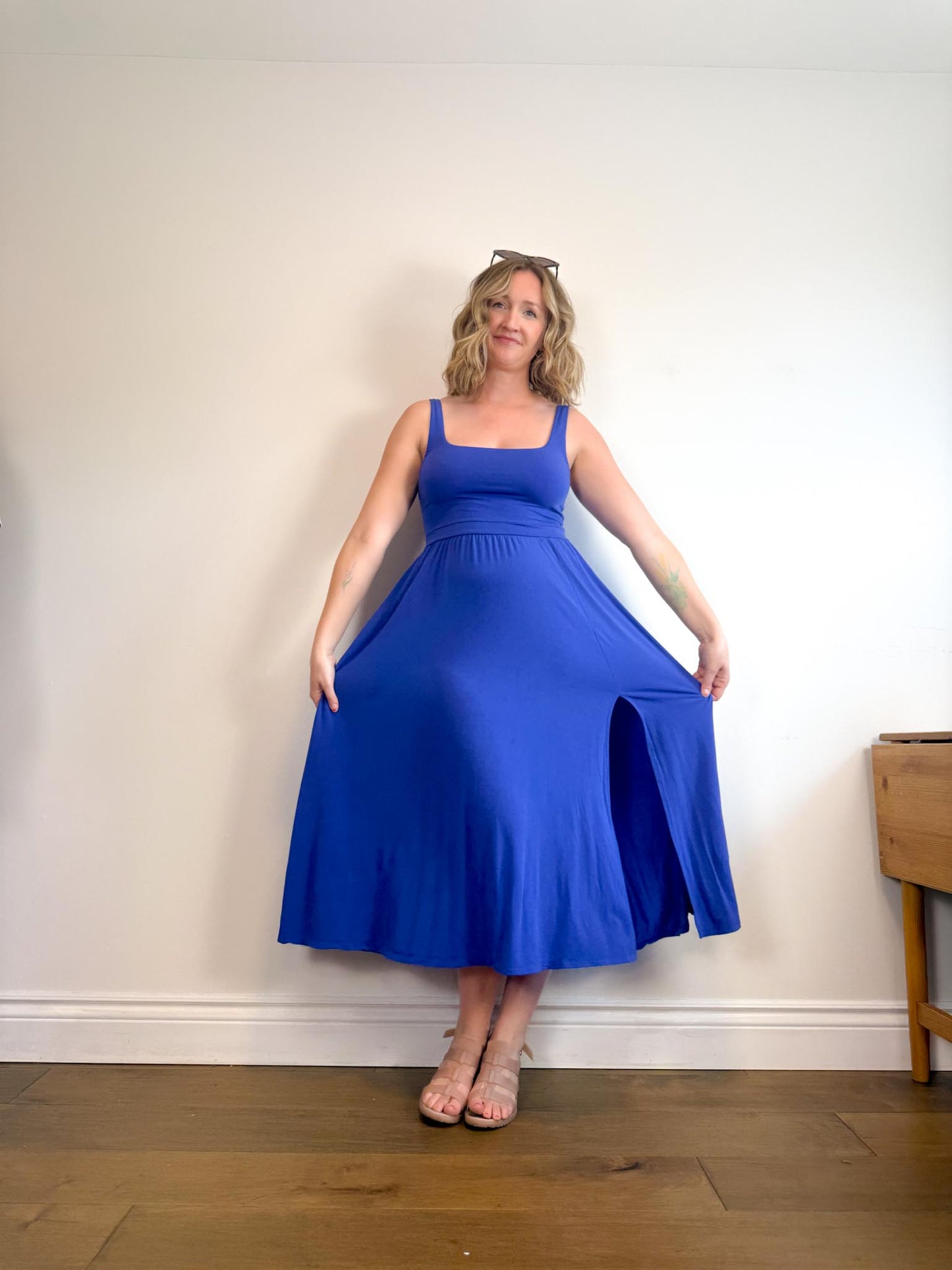 Wilfred "Market Midi Dress in Azure Blue" (Size L)