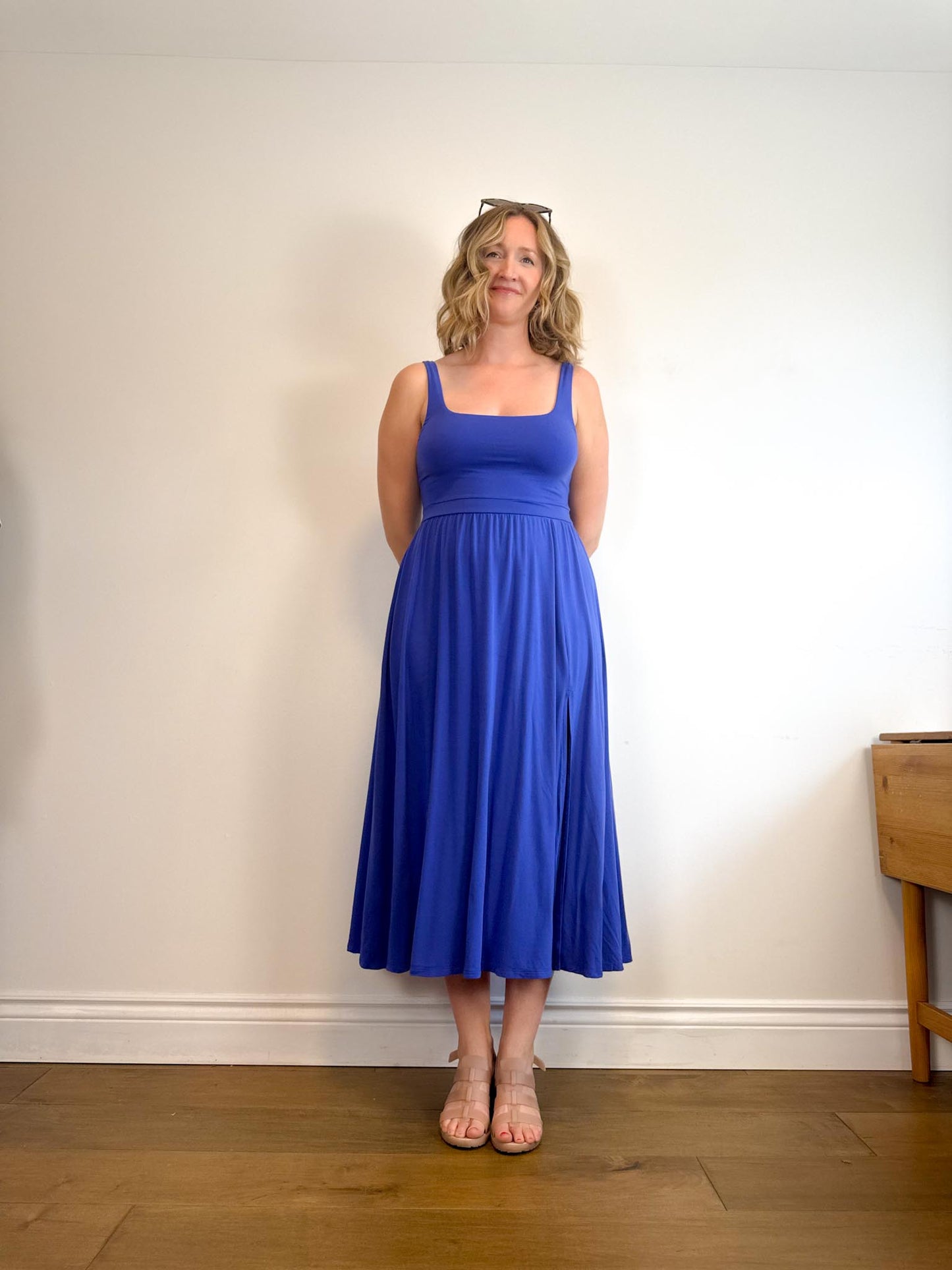 Wilfred "Market Midi Dress in Azure Blue" (Size L)