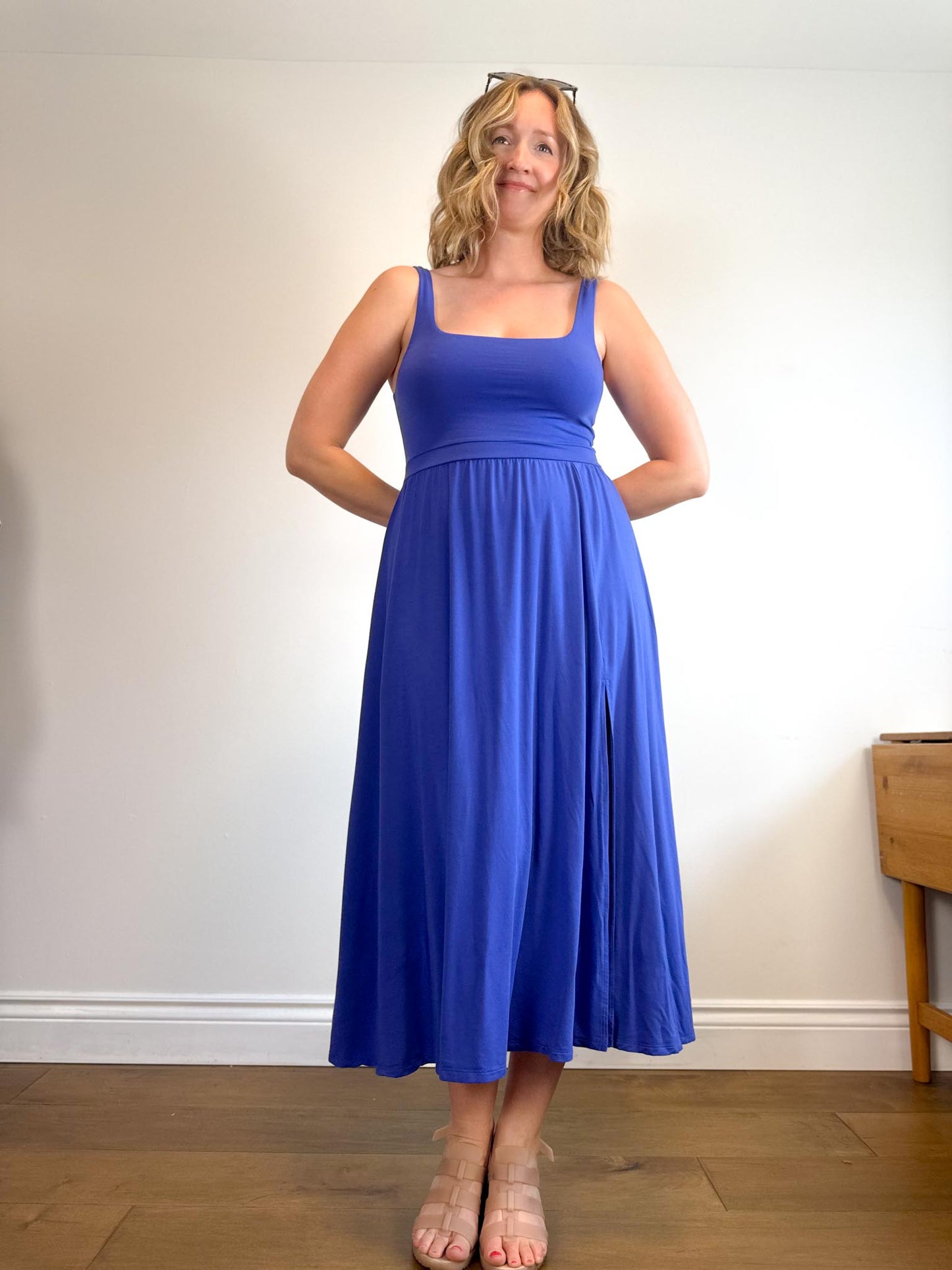 Wilfred "Market Midi Dress in Azure Blue" (Size L)