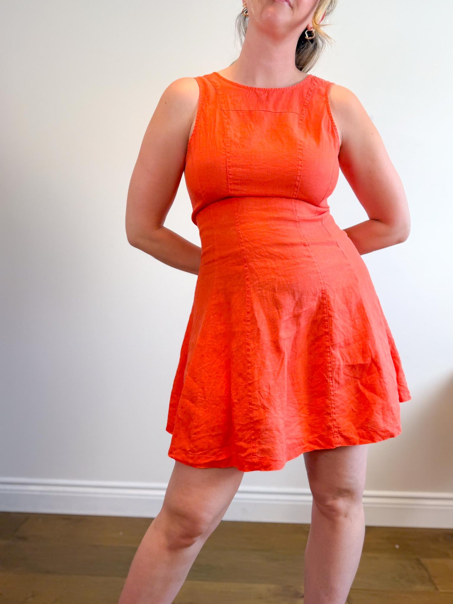 Willi Smith Linen Mini Dress in Orange (Size M)