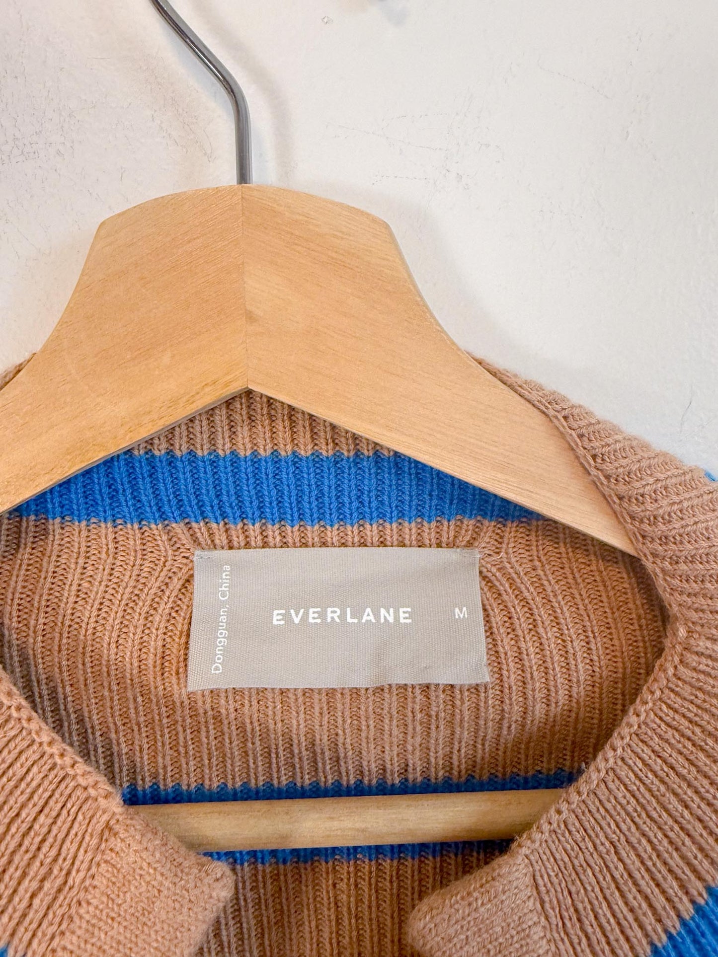 Everlane "The Lace-Up Smock Sweater in Blue/Brown Stripe" (Size M)