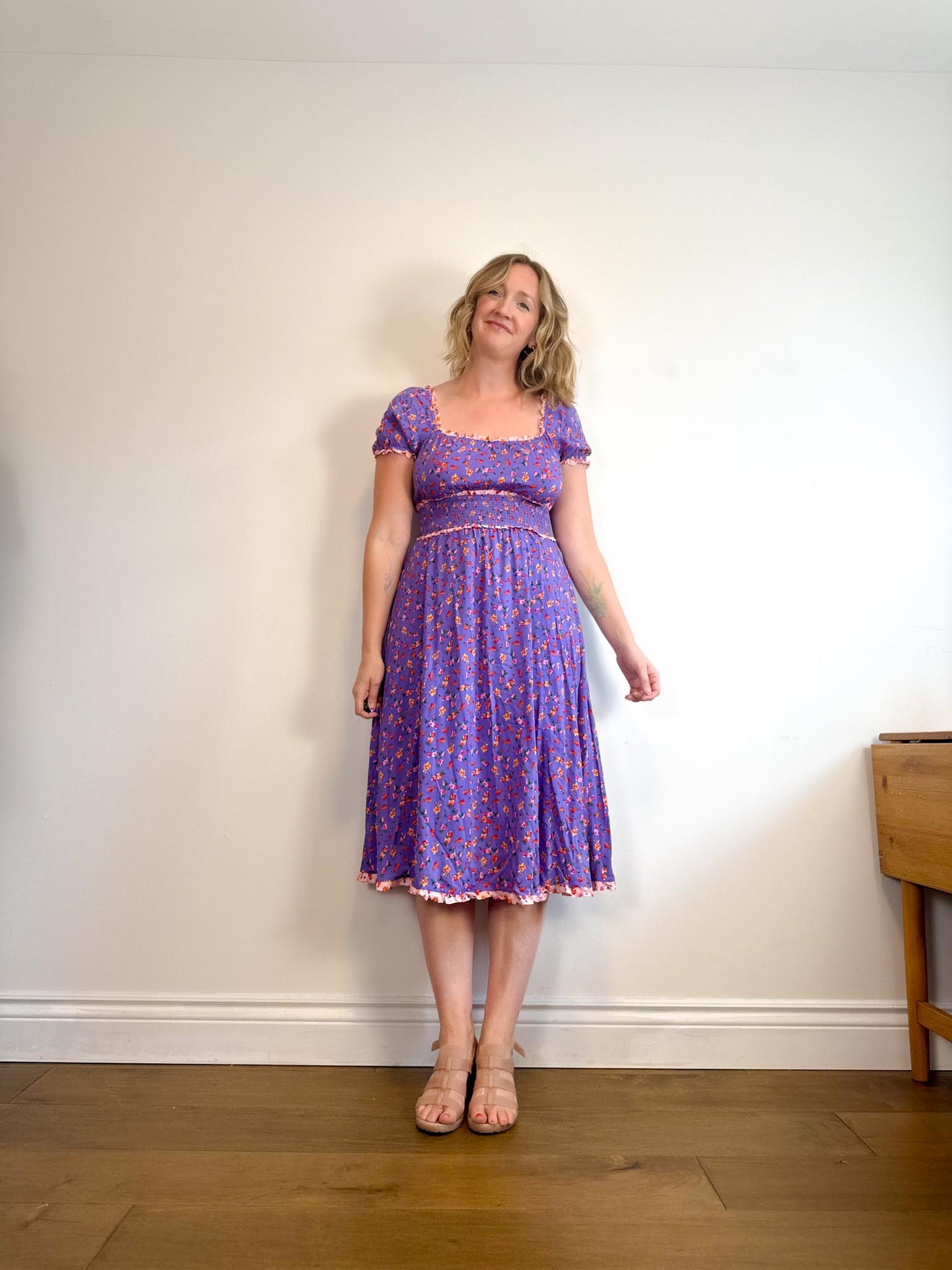 Betsey Johnson "Ditsy Rose Chalis Midi Dress in Veri Peri" NWT (Size M/L)