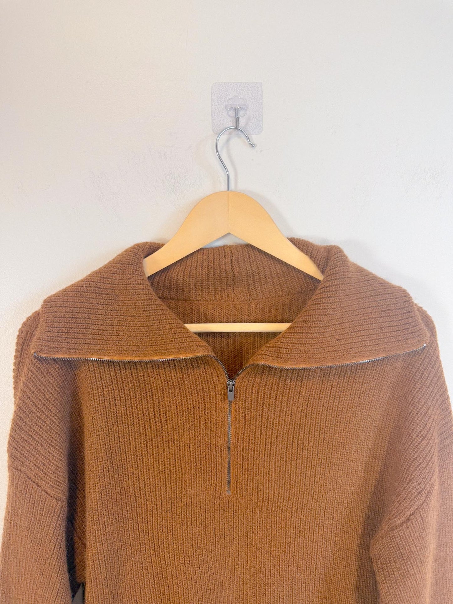 Vince Half Zip Pullover Jumper in Brown (Size M)