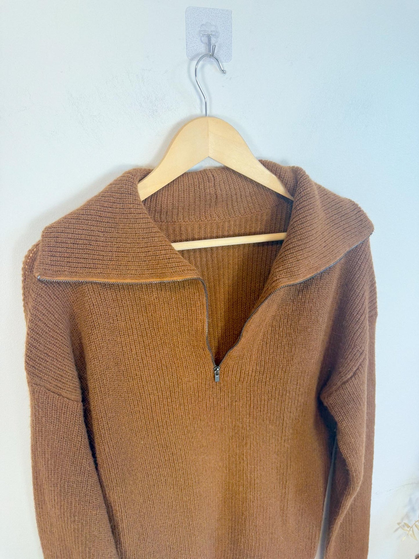 Vince Half Zip Pullover Jumper in Brown (Size M)