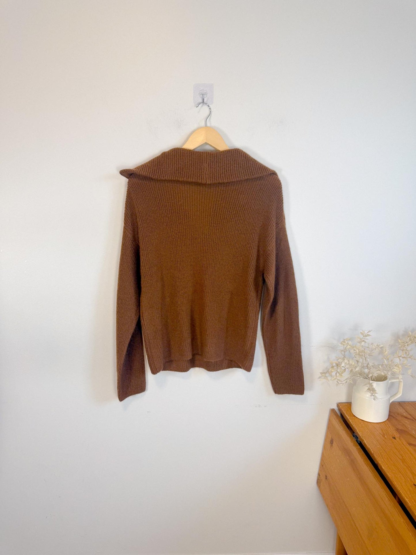 Vince Half Zip Pullover Jumper in Brown (Size M)