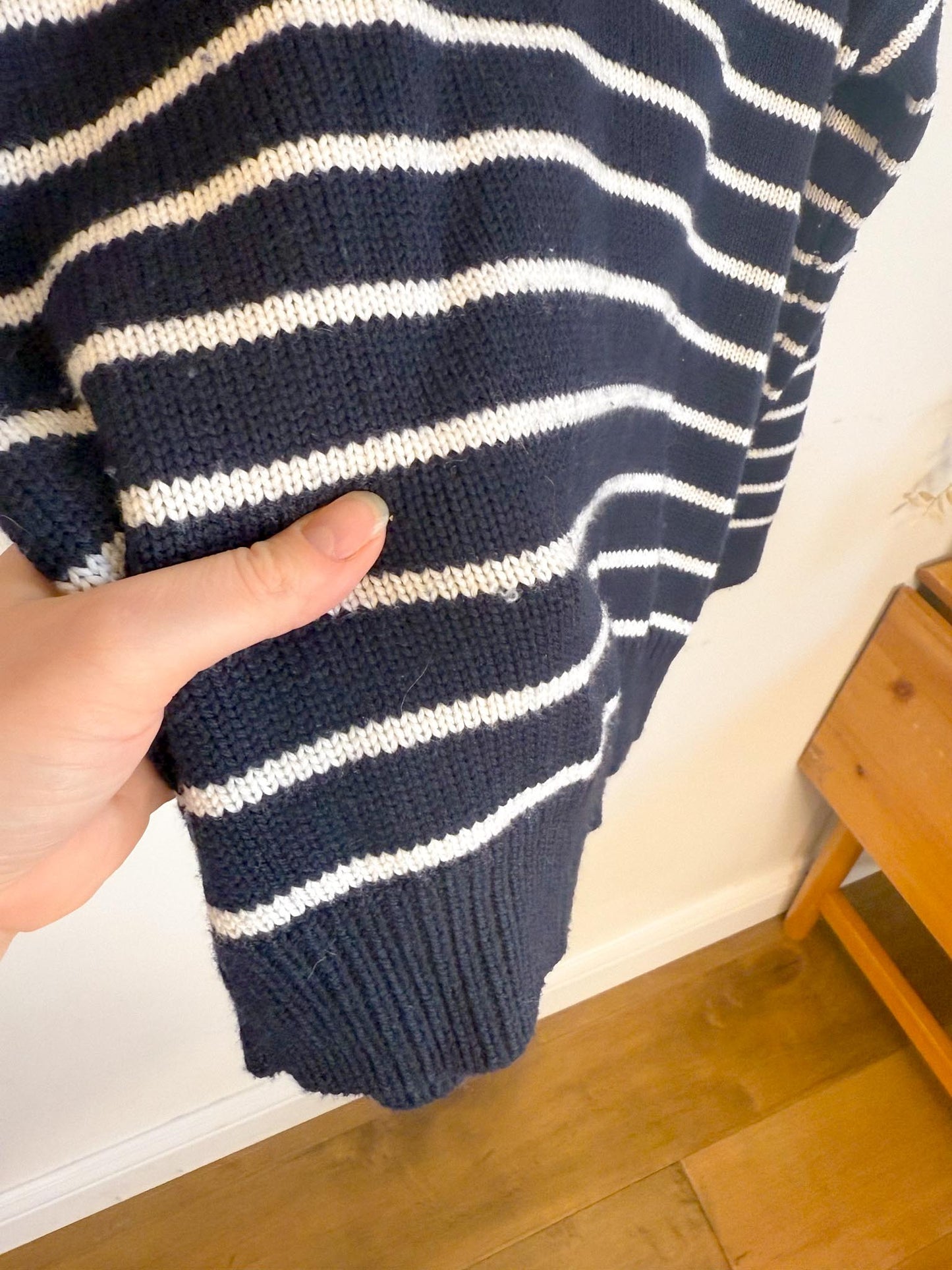 Wilfred "Clara Merino Wool Sweater in Navy/White Stripe" (Size XS/S)