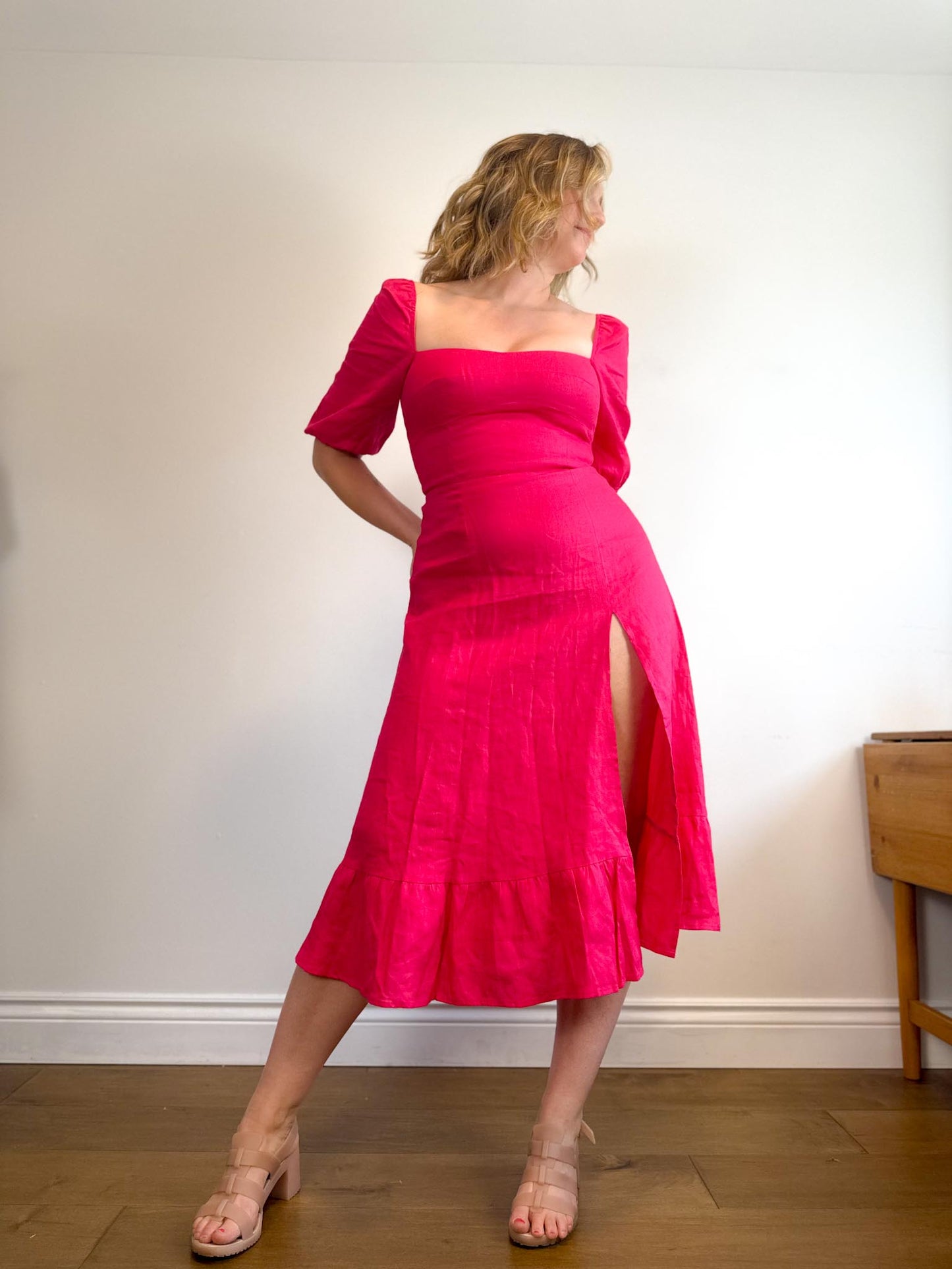 Reformation Belgium Linen Maxi Dress in Hot Pink (Size M)