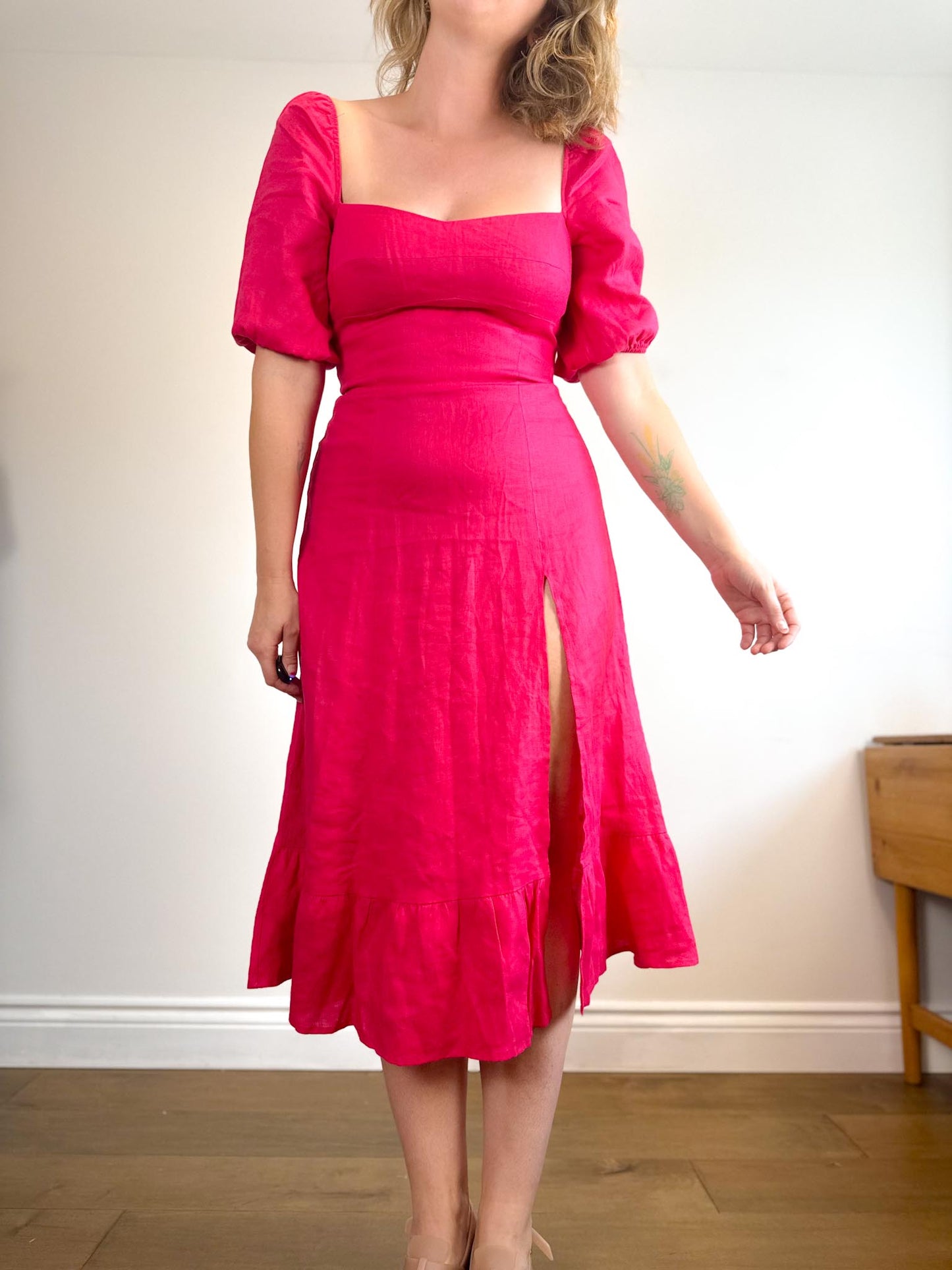 Reformation Belgium Linen Maxi Dress in Hot Pink (Size M)