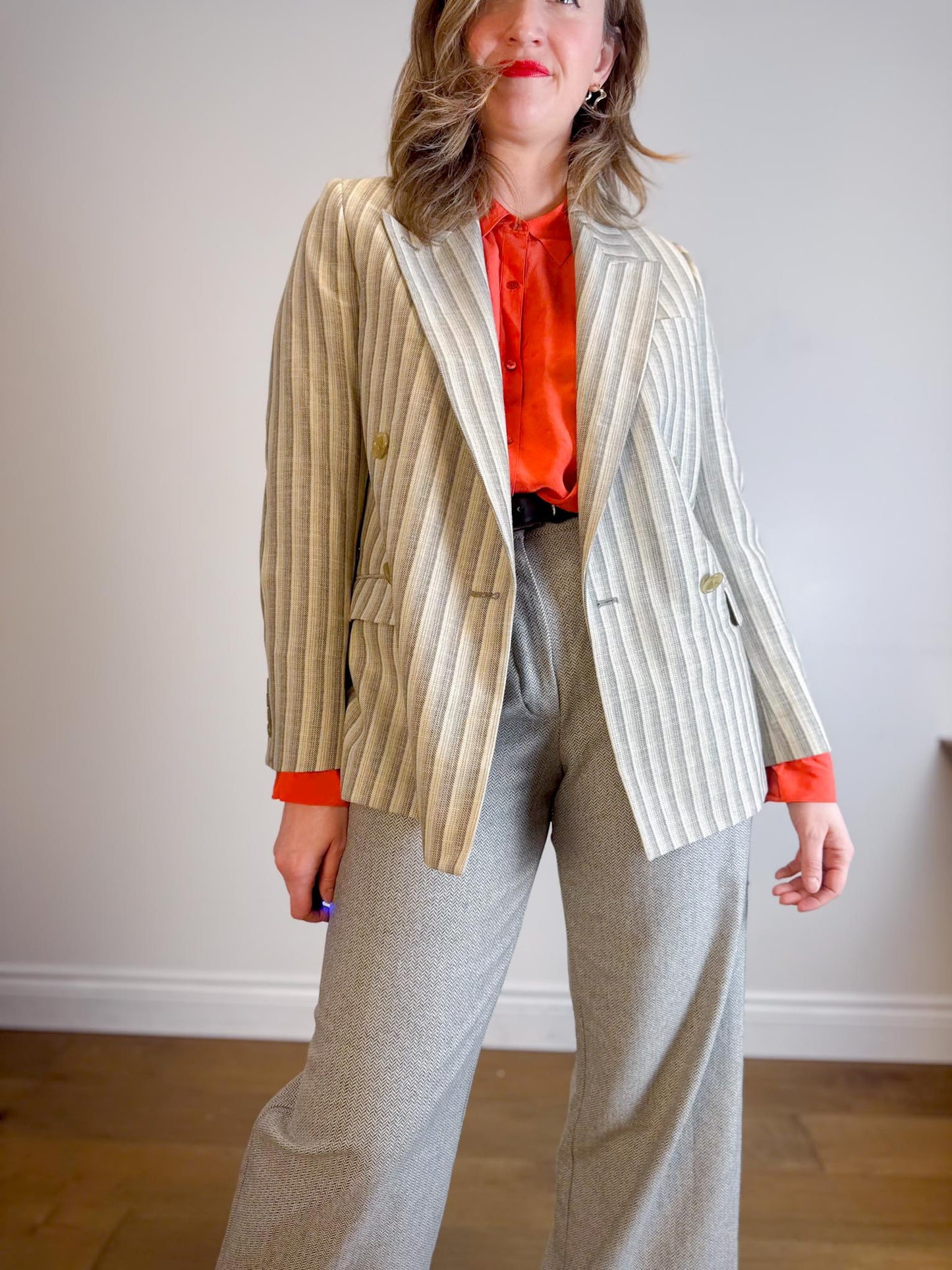 Wilfred Houndstooth Wool & Cashmere Trousers in Grey (Size 10)