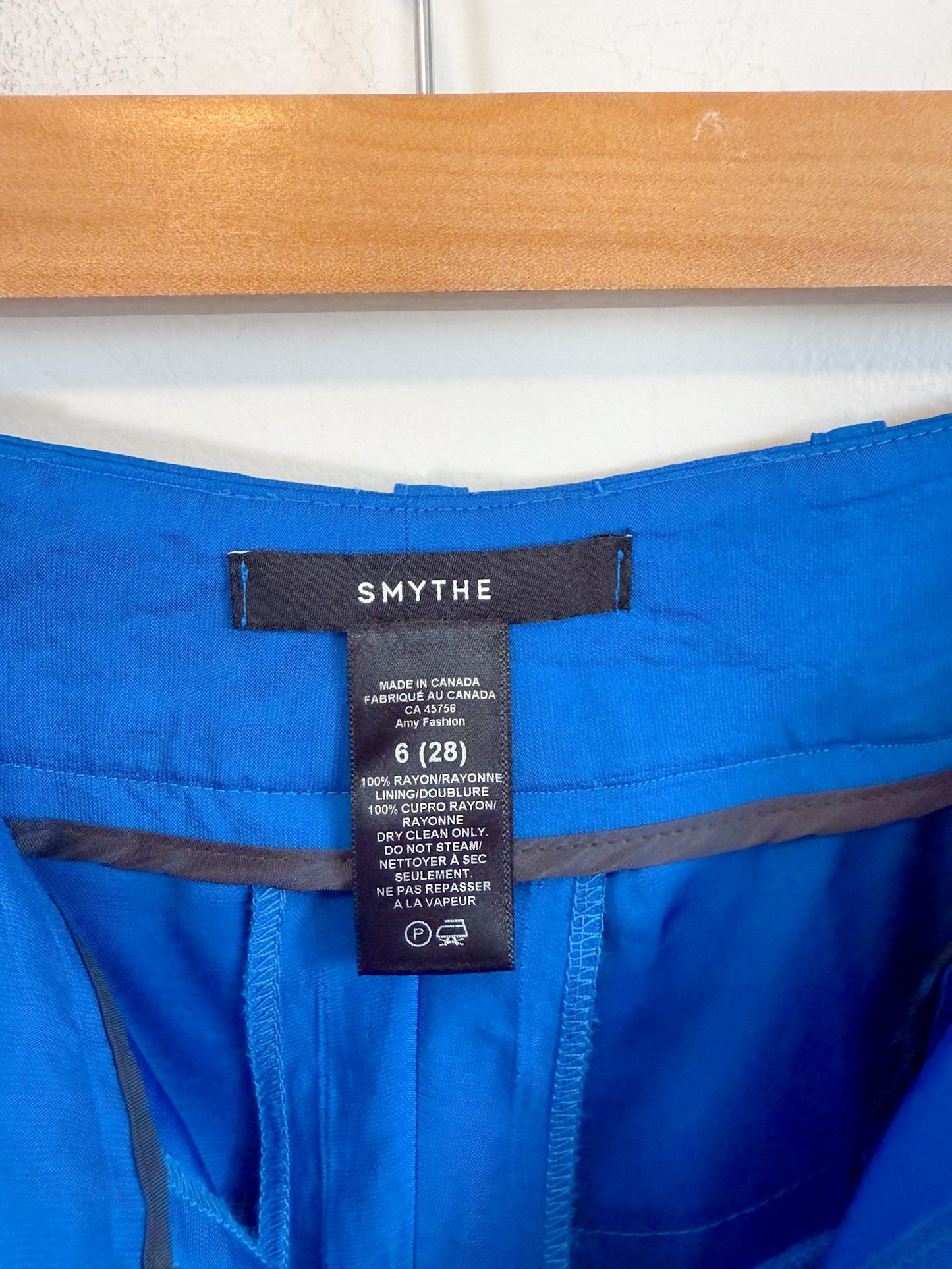 SYMTHE Designer Pleated Wide Leg Trousers in Aegean Blue (Size S/M)
