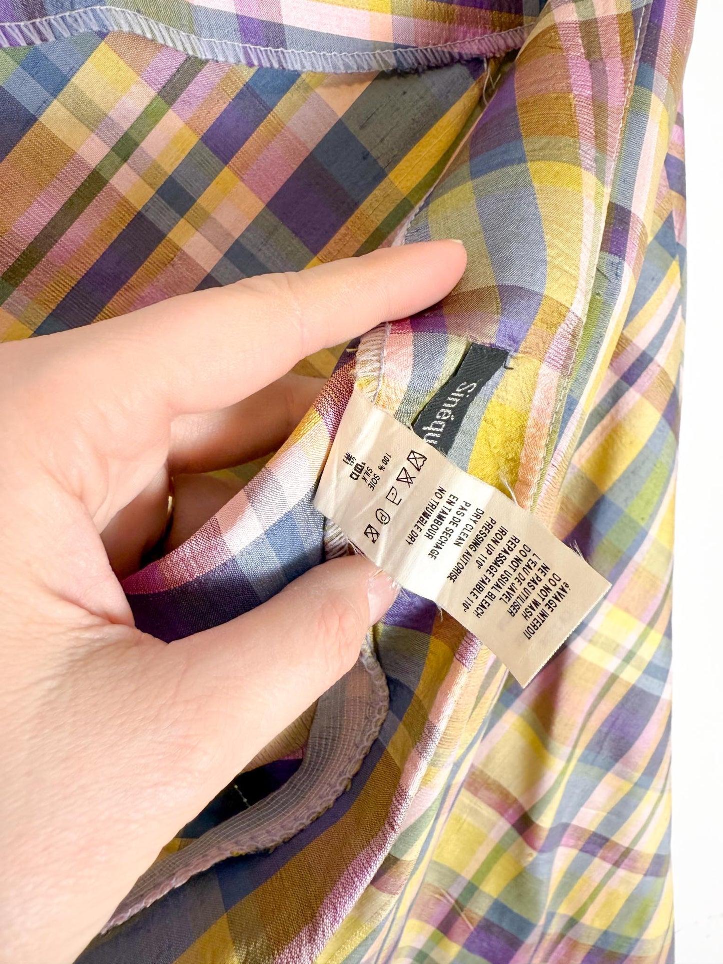 Vintage Sinequanone Plaid Silk Skirt (Size S)