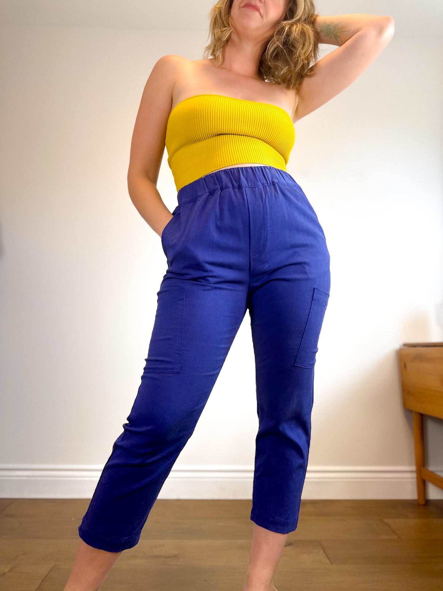 Babaton "Sculpt Knit Cropped Tube Top in Yellow" (Size M)