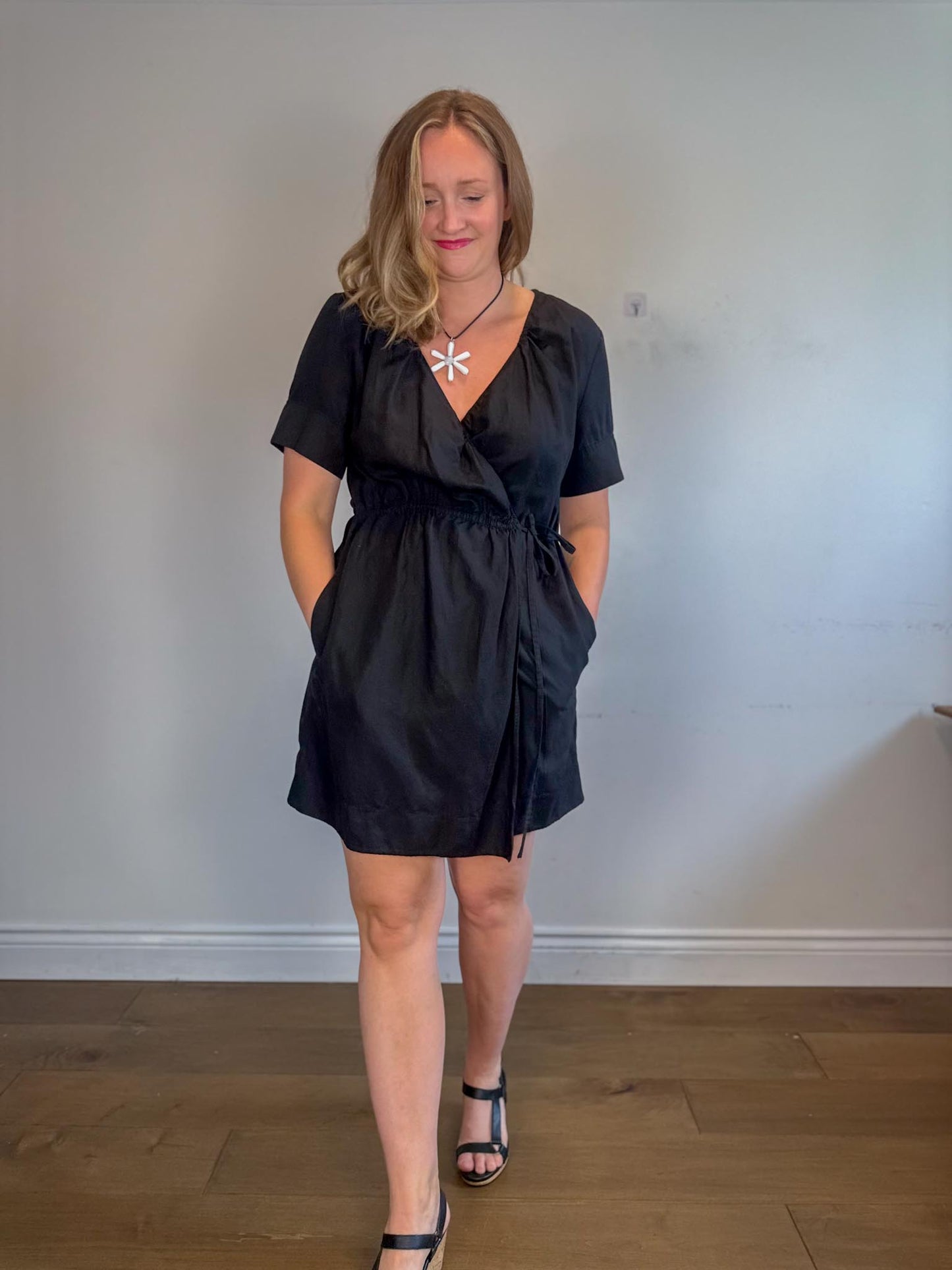 COS Linen Wrap Mini Dress in Black (Size S-L)