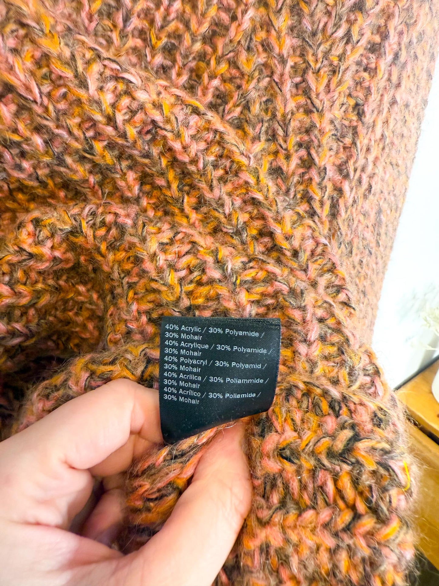 SECOND FEMALE Fillipi Mohair Chunky Knit Sweater in Apricot (Size S/M)