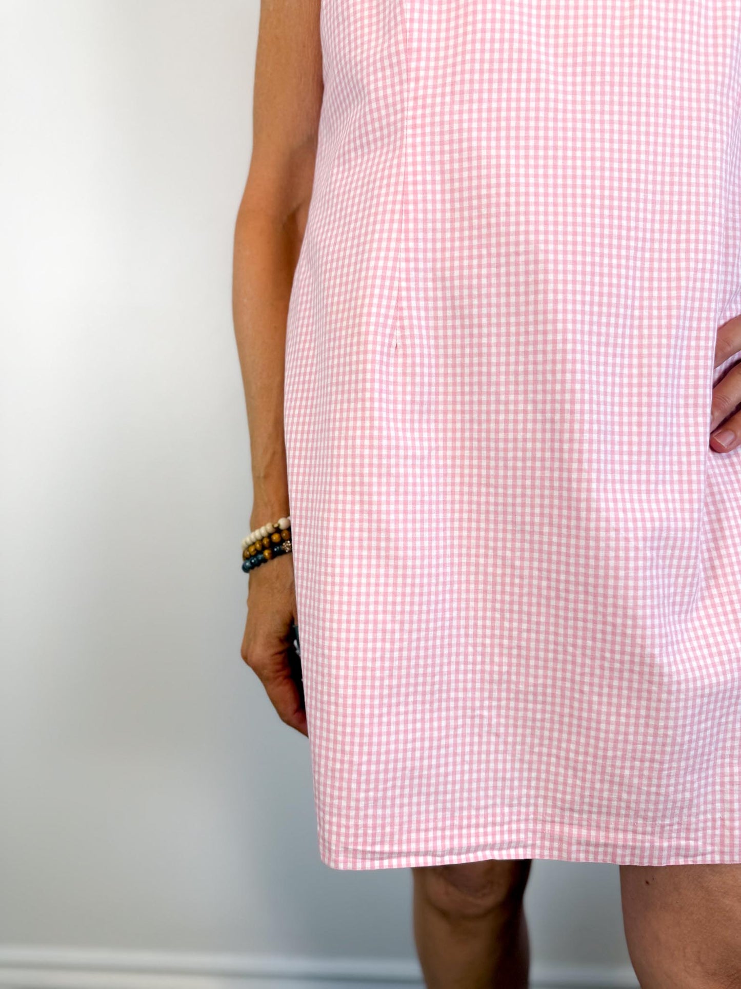 Vintage Gingham Mini Dress in Pink/White (Size S/M)