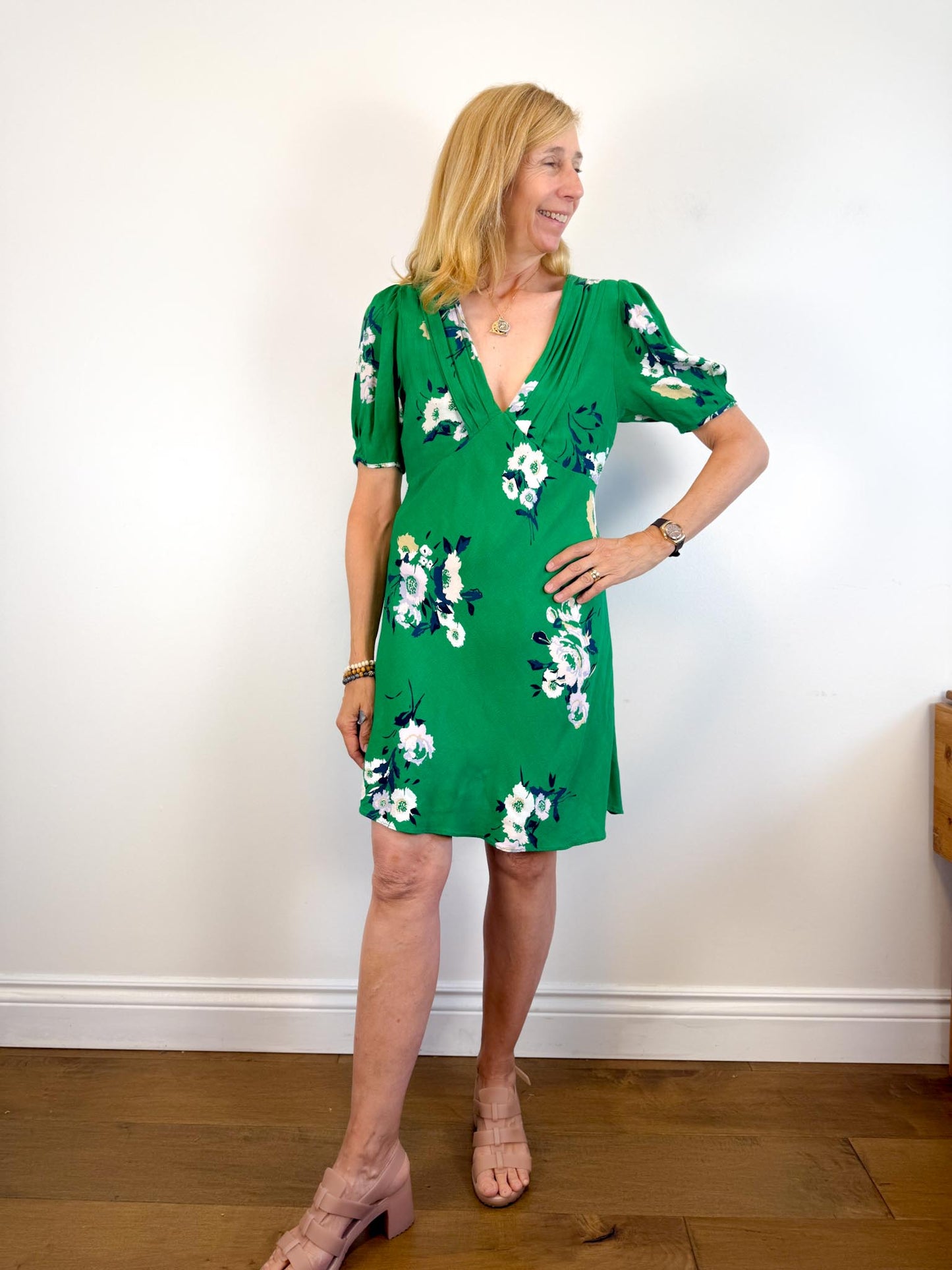 Free People "Neon Garden Mini Dress in Green" (Size S/M)