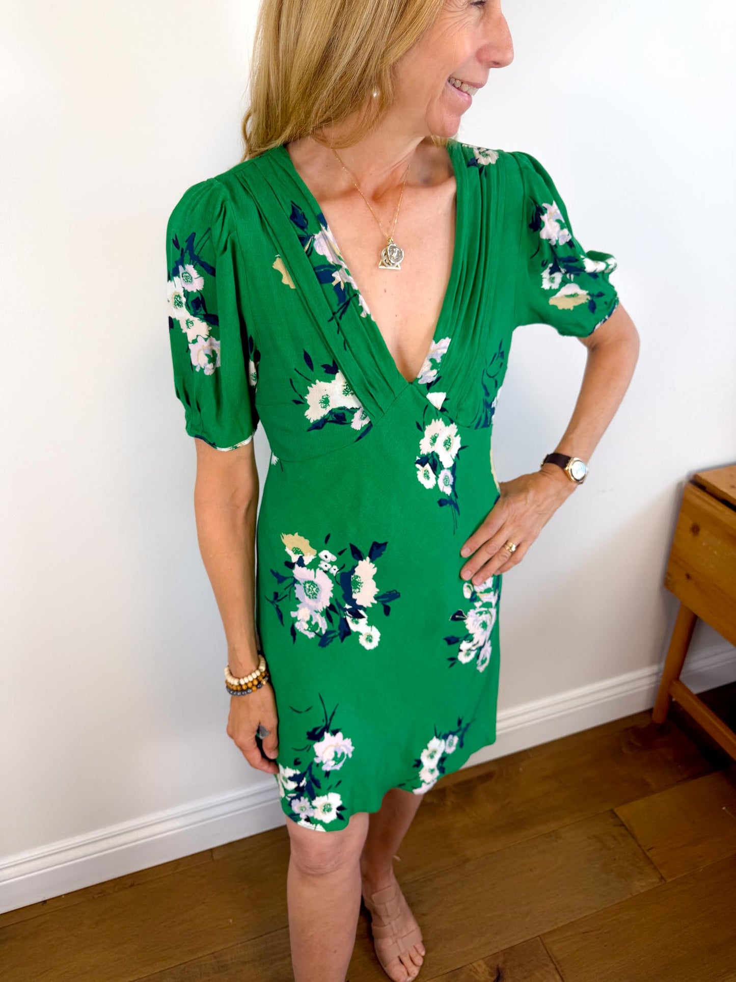 Free People "Neon Garden Mini Dress in Green" (Size S/M)