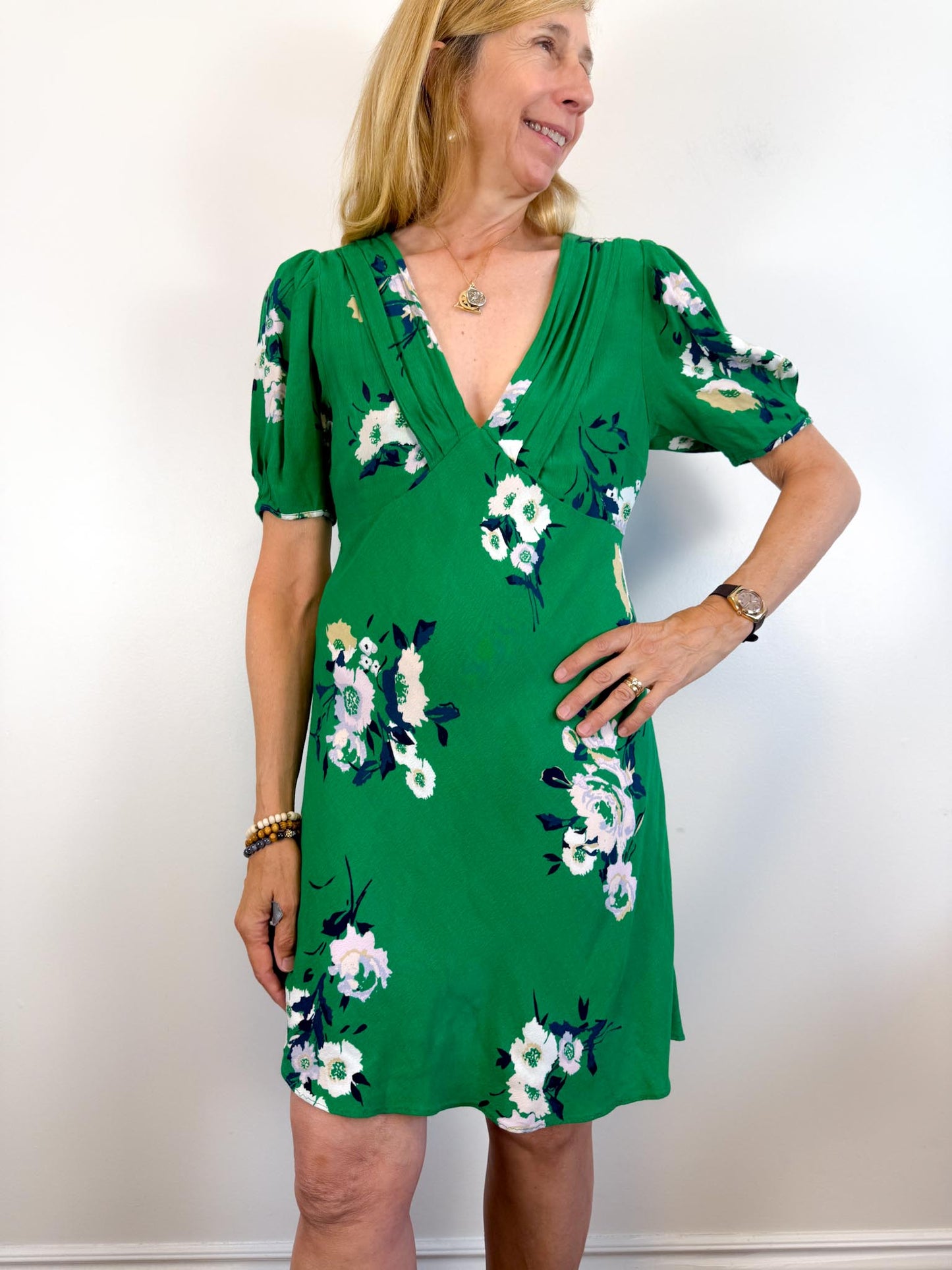 Free People "Neon Garden Mini Dress in Green" (Size S/M)