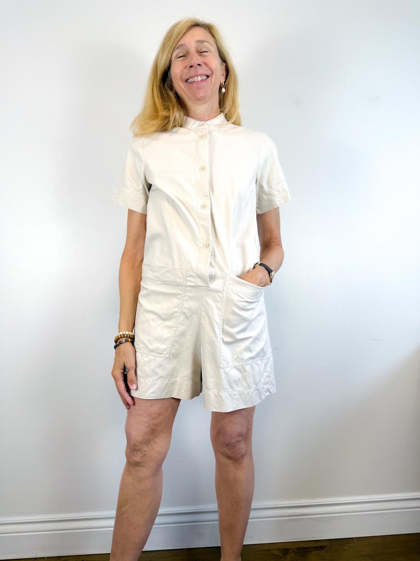 COS Cotton Romper in Neutral (Size S/M)