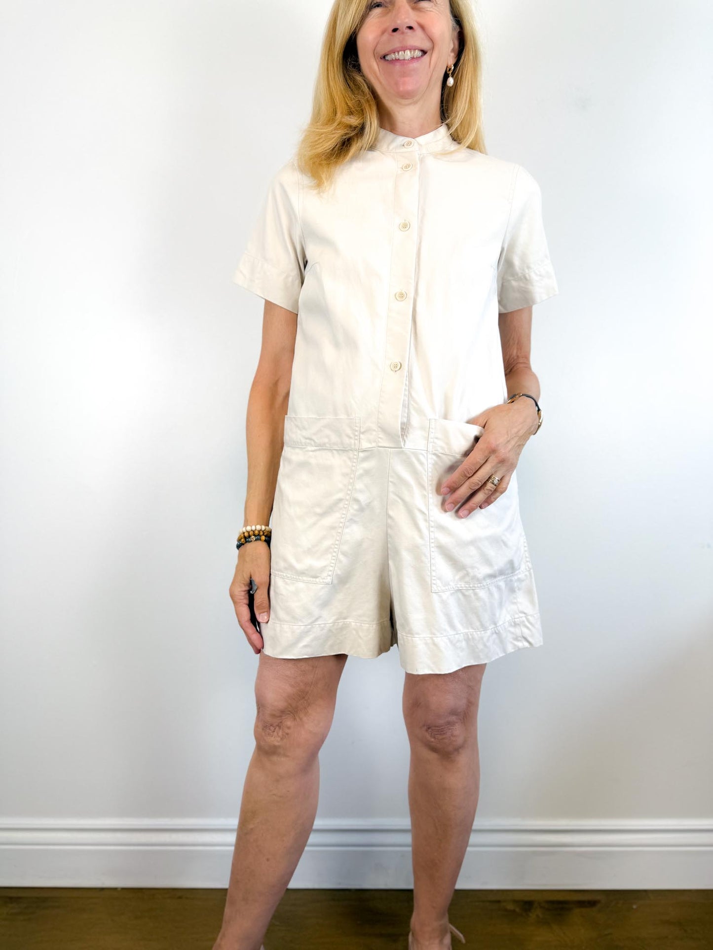COS Cotton Romper in Neutral (Size S/M)