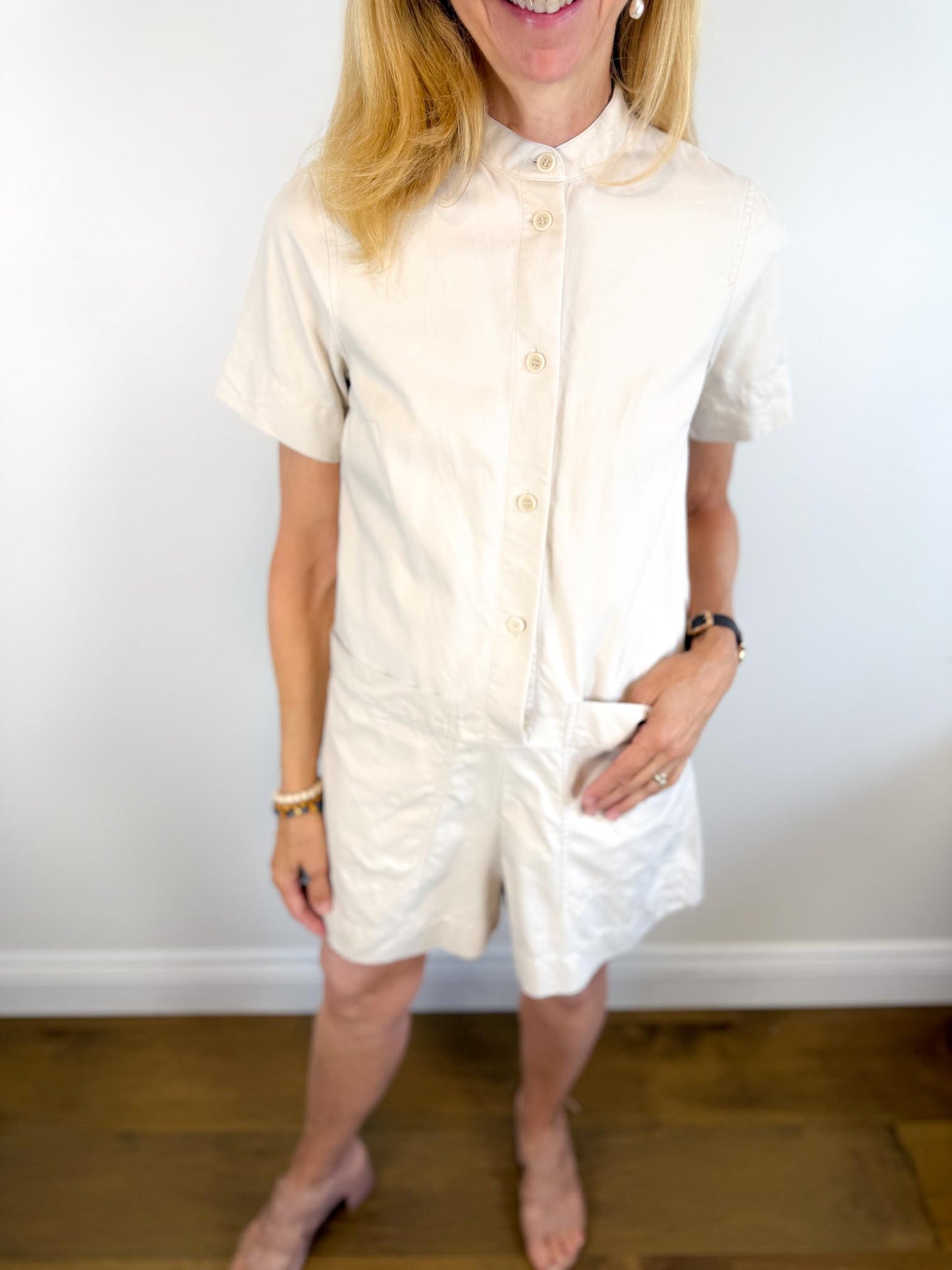 COS Cotton Romper in Neutral (Size S/M)