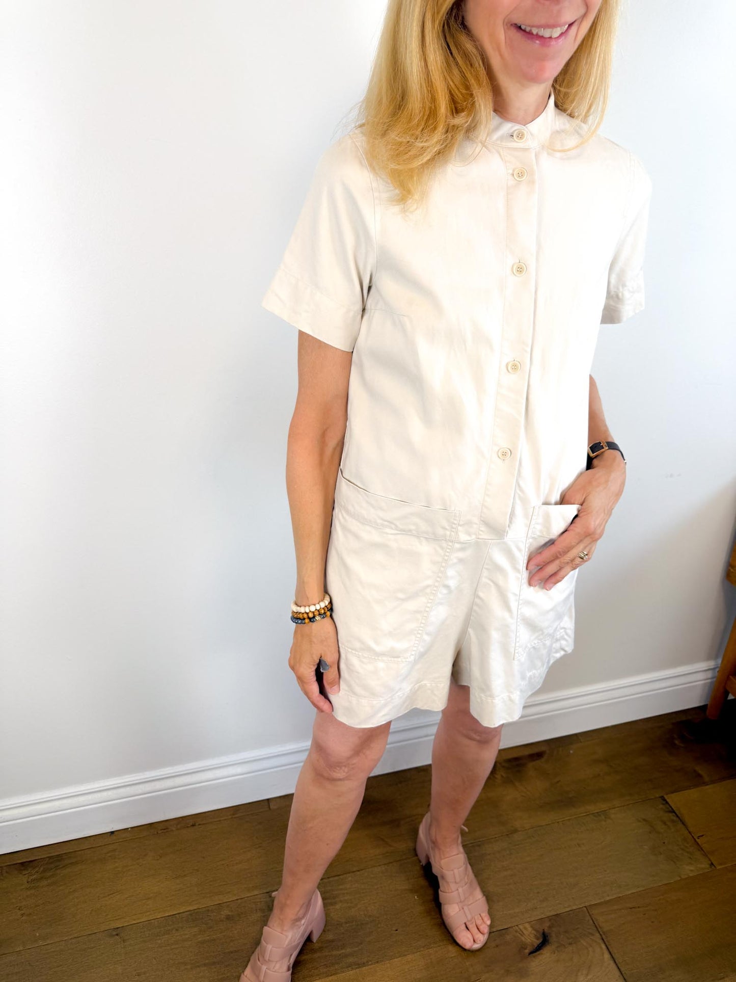 COS Cotton Romper in Neutral (Size S/M)