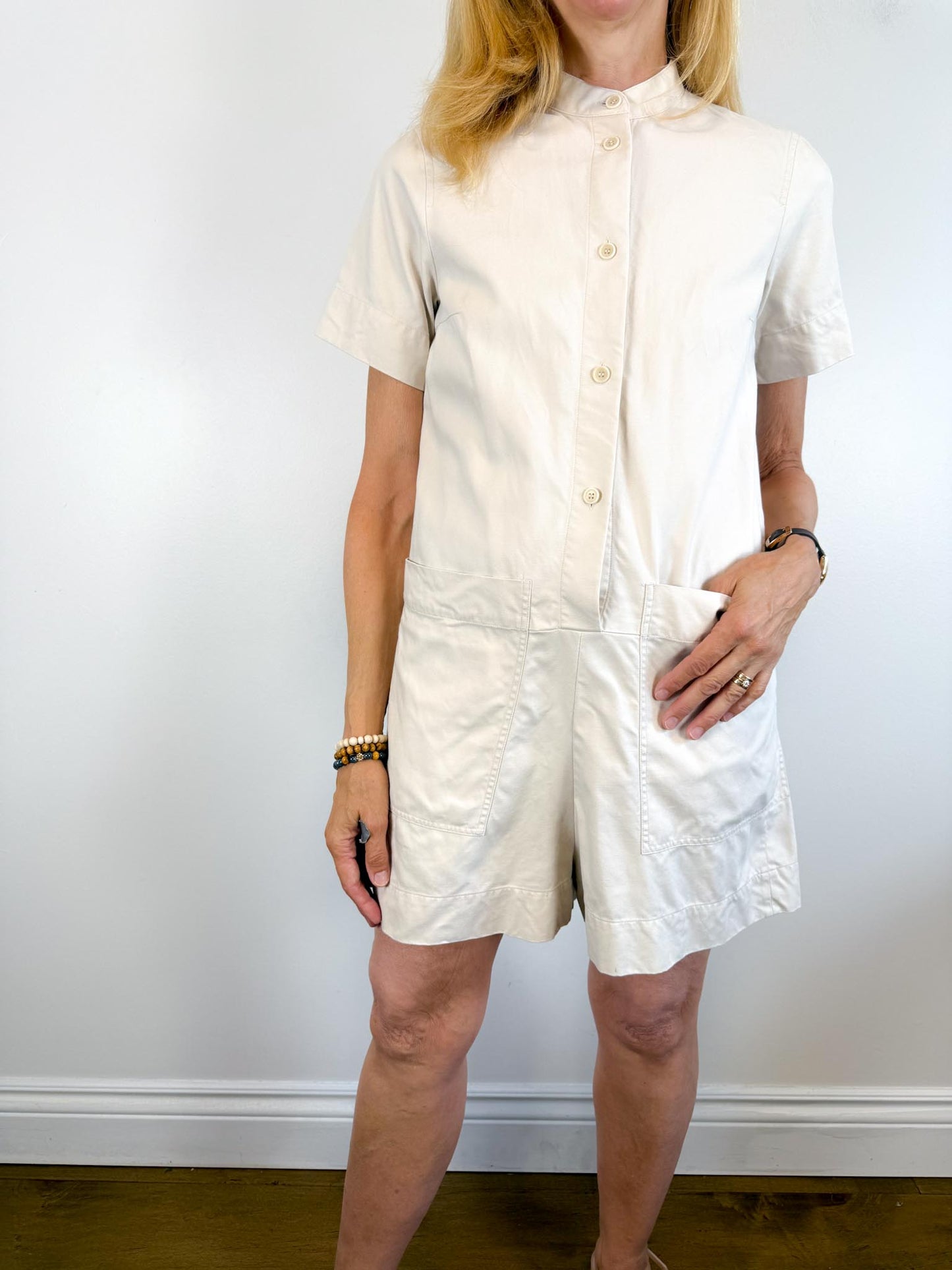 COS Cotton Romper in Neutral (Size S/M)