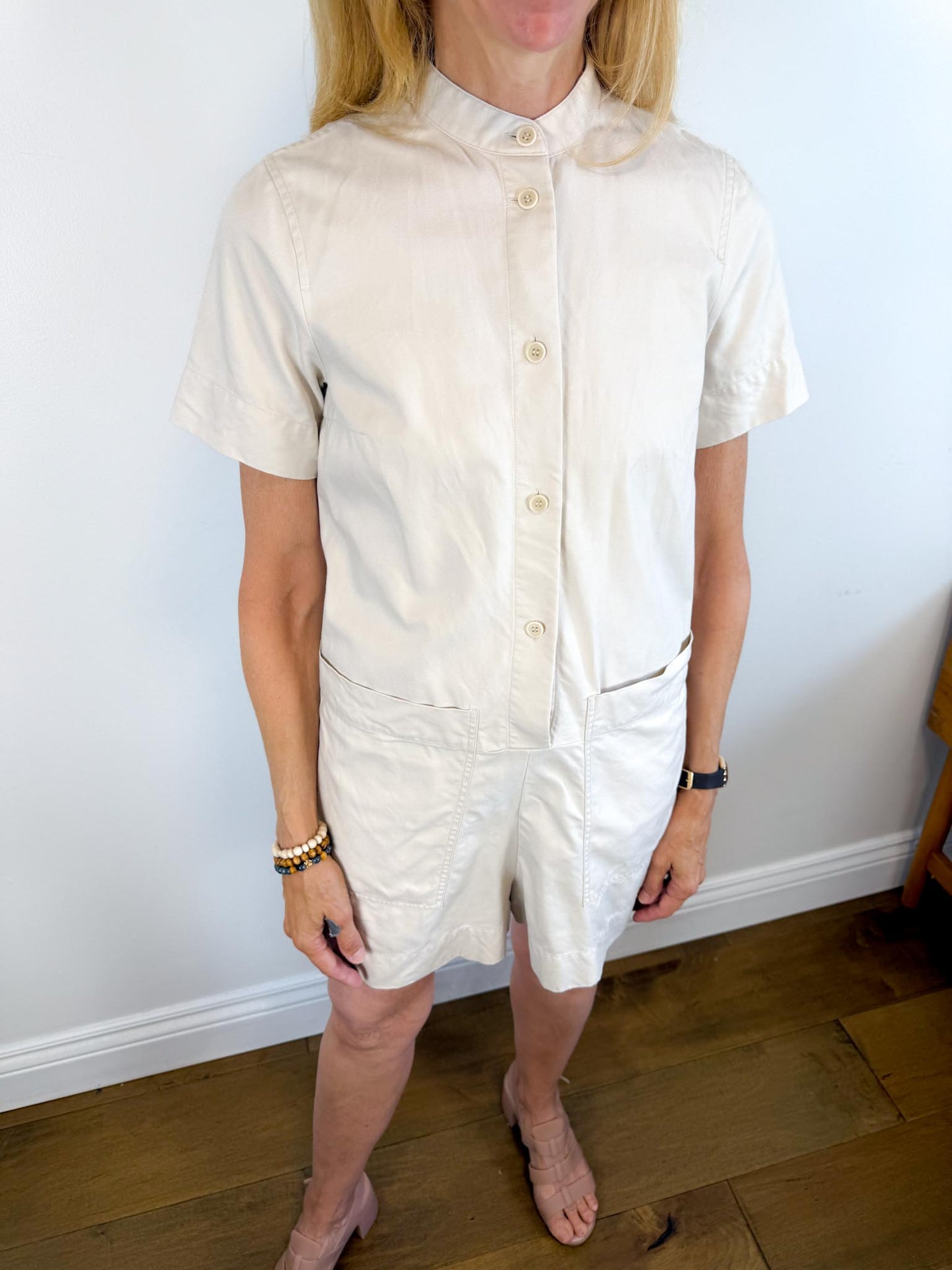 COS Cotton Romper in Neutral (Size S/M)