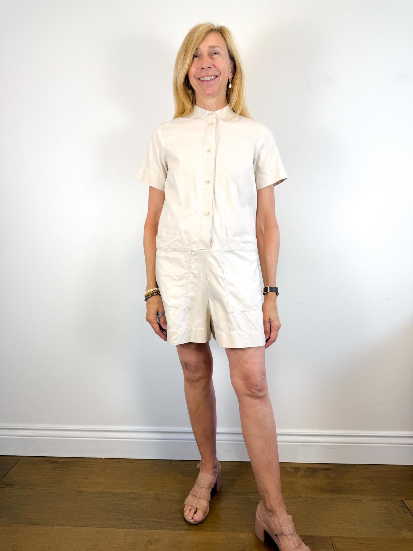 COS Cotton Romper in Neutral (Size S/M)
